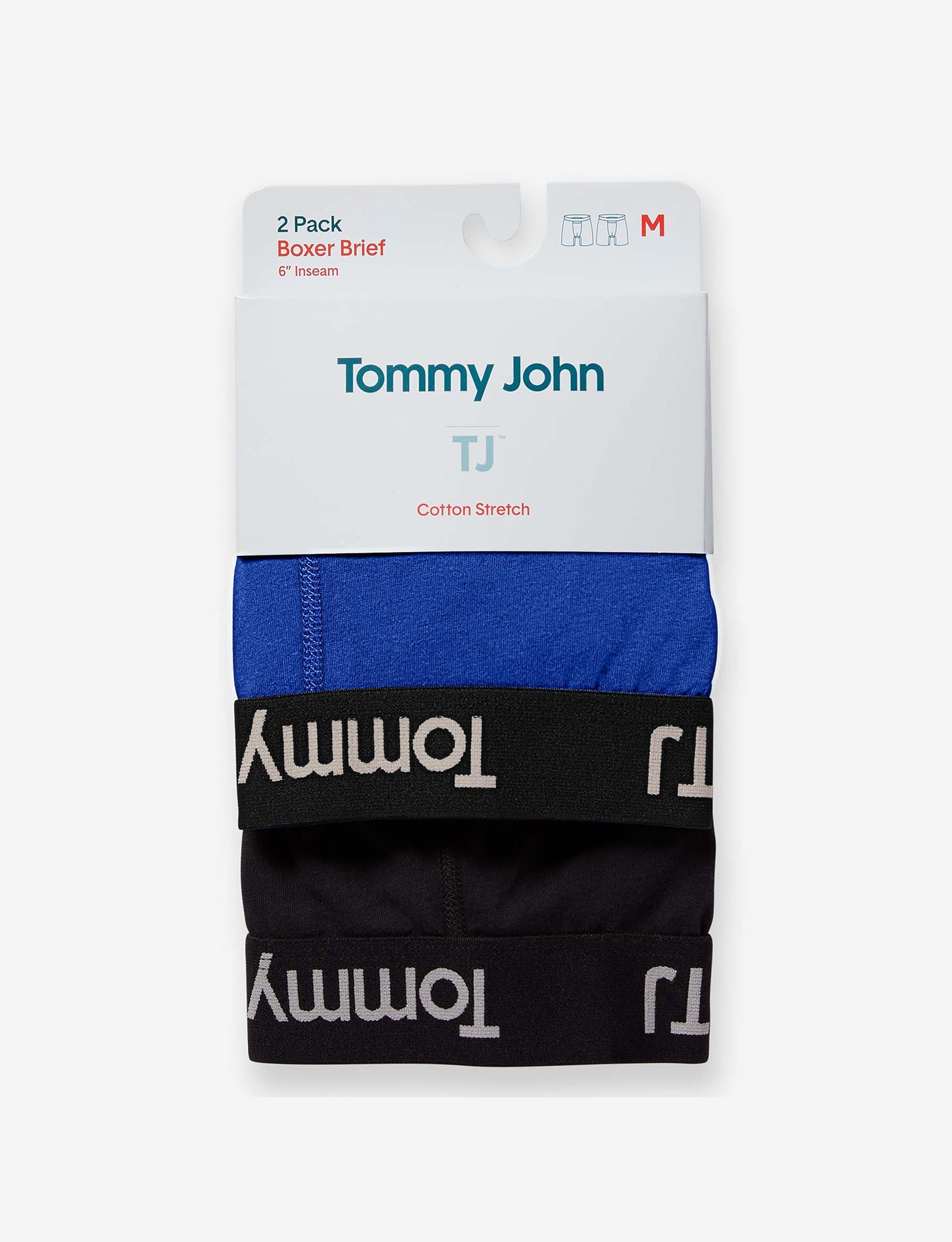TJ Cotton Stretch Mid-Length Boxer Brief 6” (2-Pack)::Mazarine Blue/Black Combo