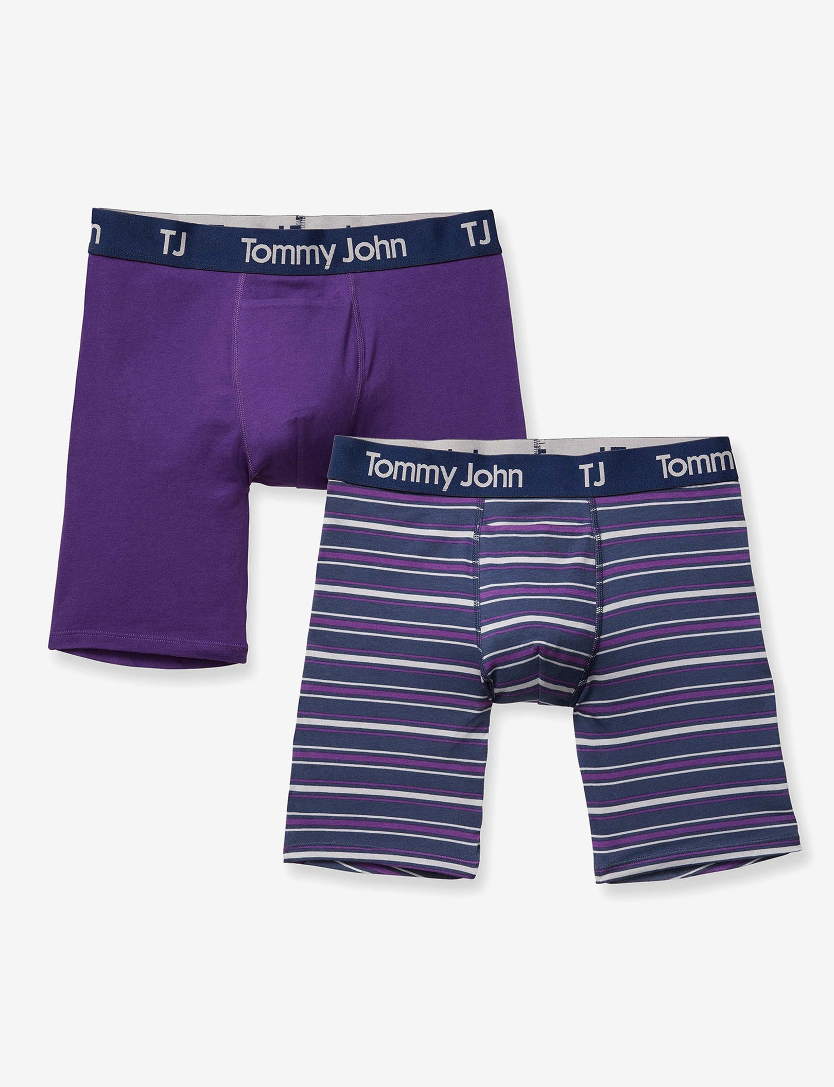 TJ Cotton Stretch Mid-Length Boxer Brief 6” (2-Pack)::Sidecar Stripe/Acai Combo