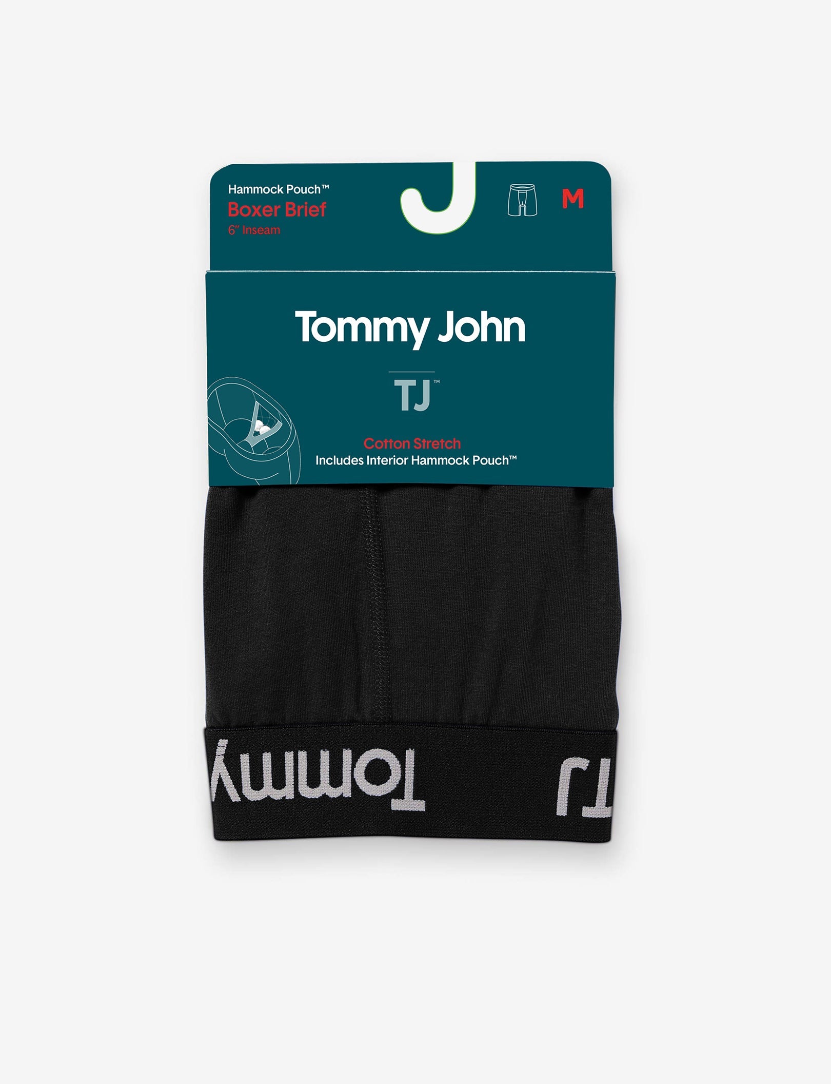TJ Cotton Stretch Hammock Pouch™ Boxer Brief 6”::Black