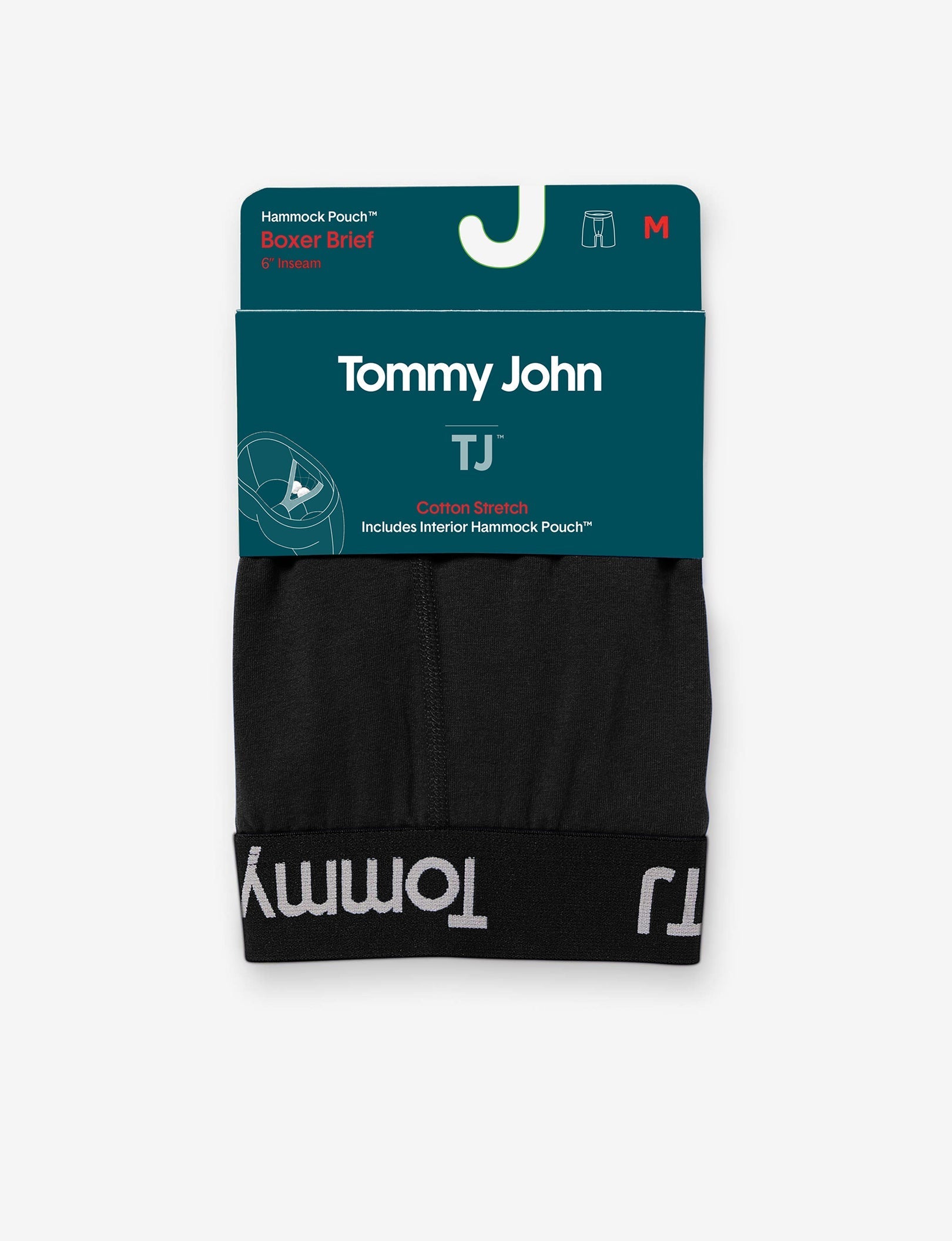 TJ Cotton Stretch Hammock Pouch™ Boxer Brief 6" (2-Pack)::Black/Black