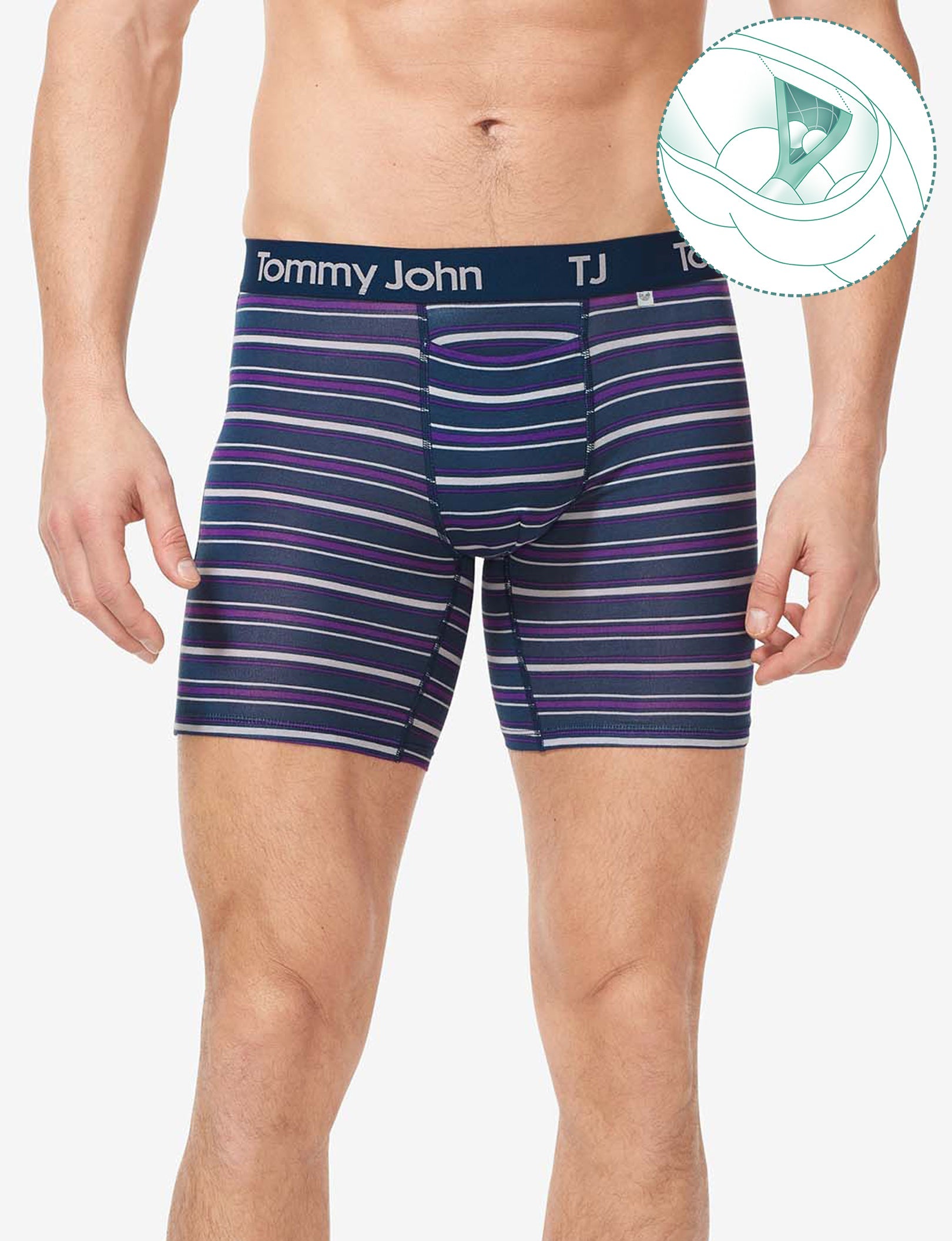 TJ Cotton Stretch Hammock Pouch™ Boxer Brief 6”::Sidecar Stripe