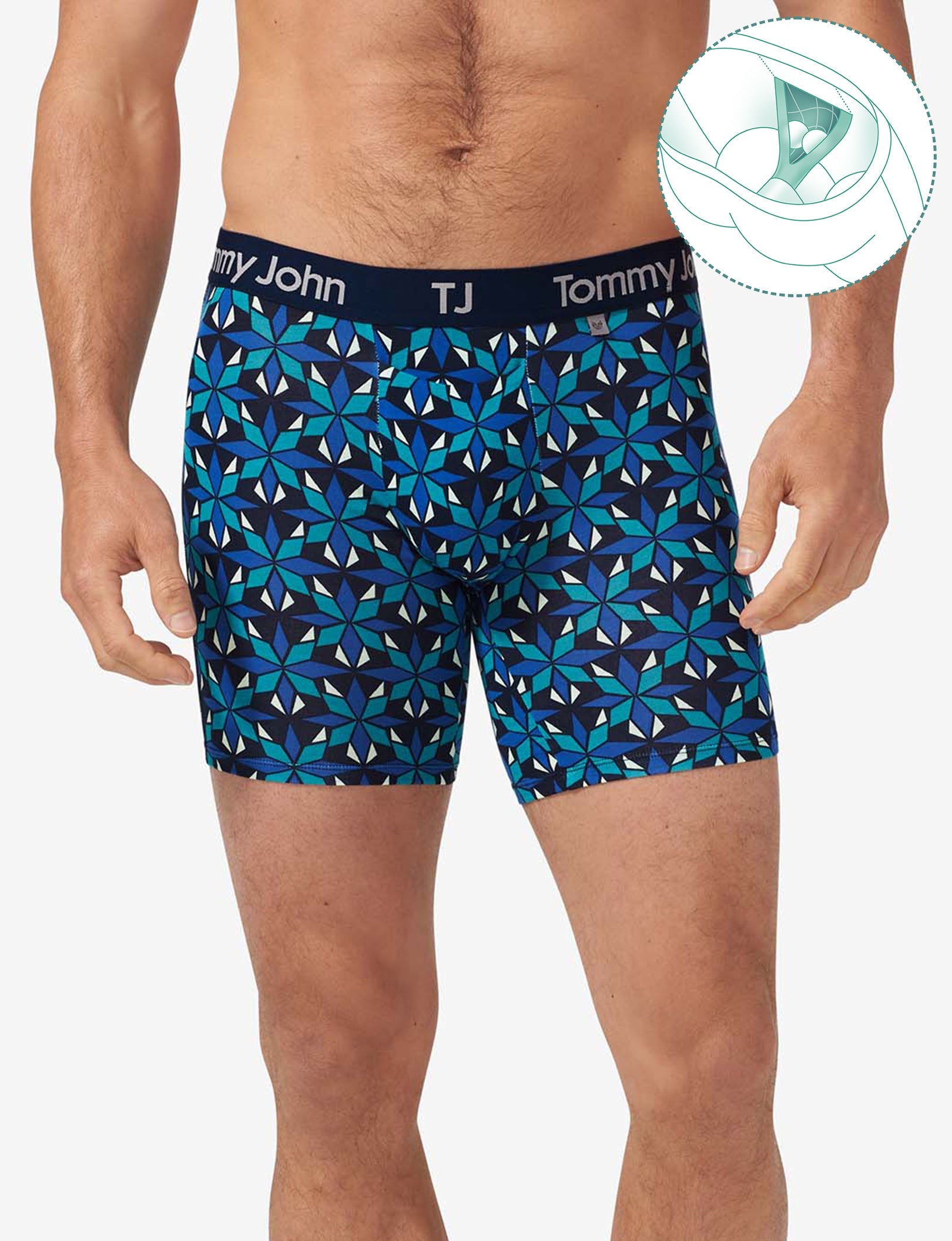 TJ Cotton Stretch Hammock Pouch™ Boxer Brief 6”::Dress Blues Intarsia