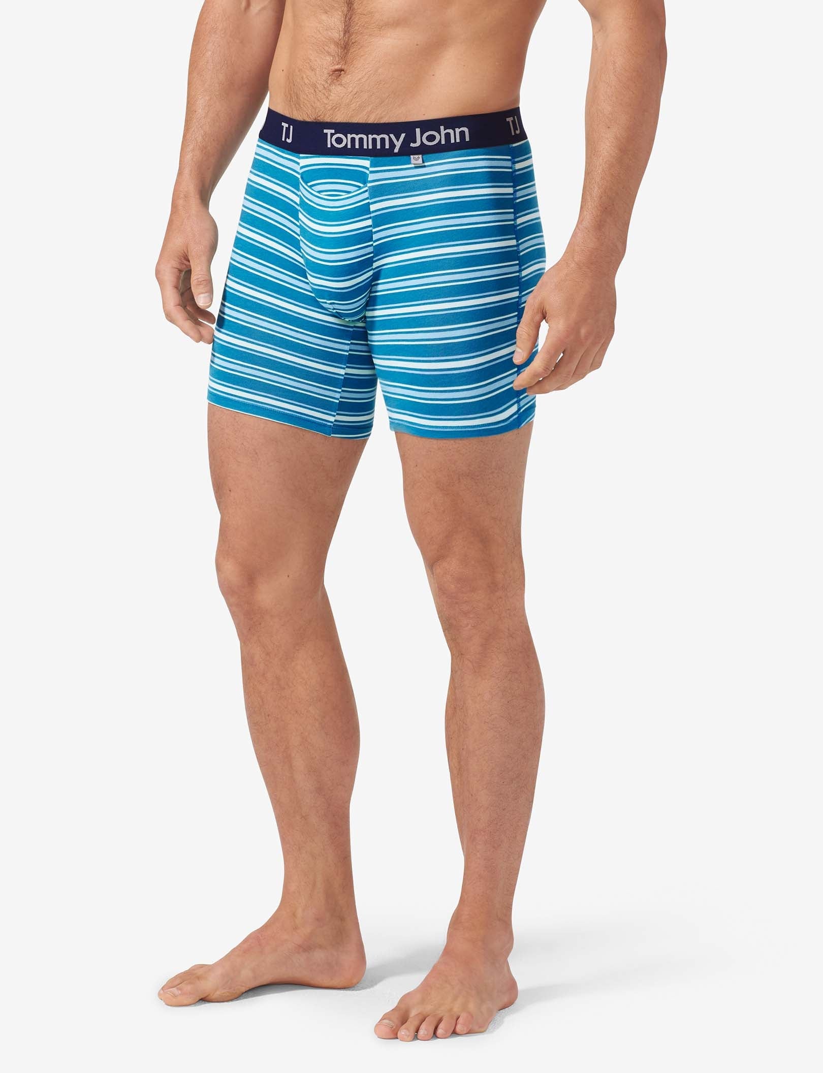 TJ Cotton Stretch Hammock Pouch™ Boxer Brief 6”::Forget-Me-Not Sidecar Stripe