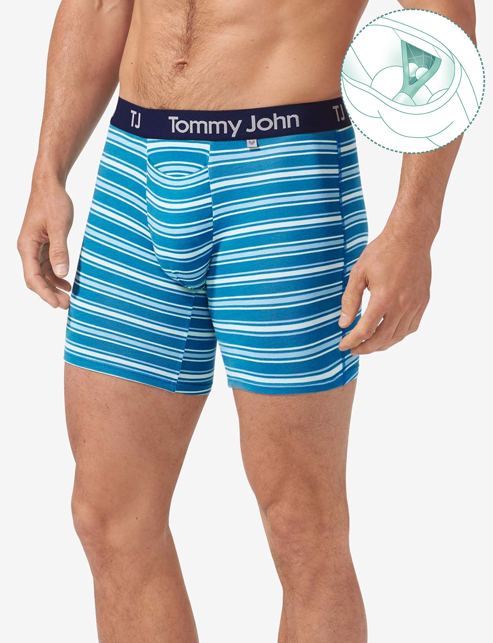 TJ Cotton Stretch Hammock Pouch™ Boxer Brief 6”::Forget-Me-Not Sidecar Stripe