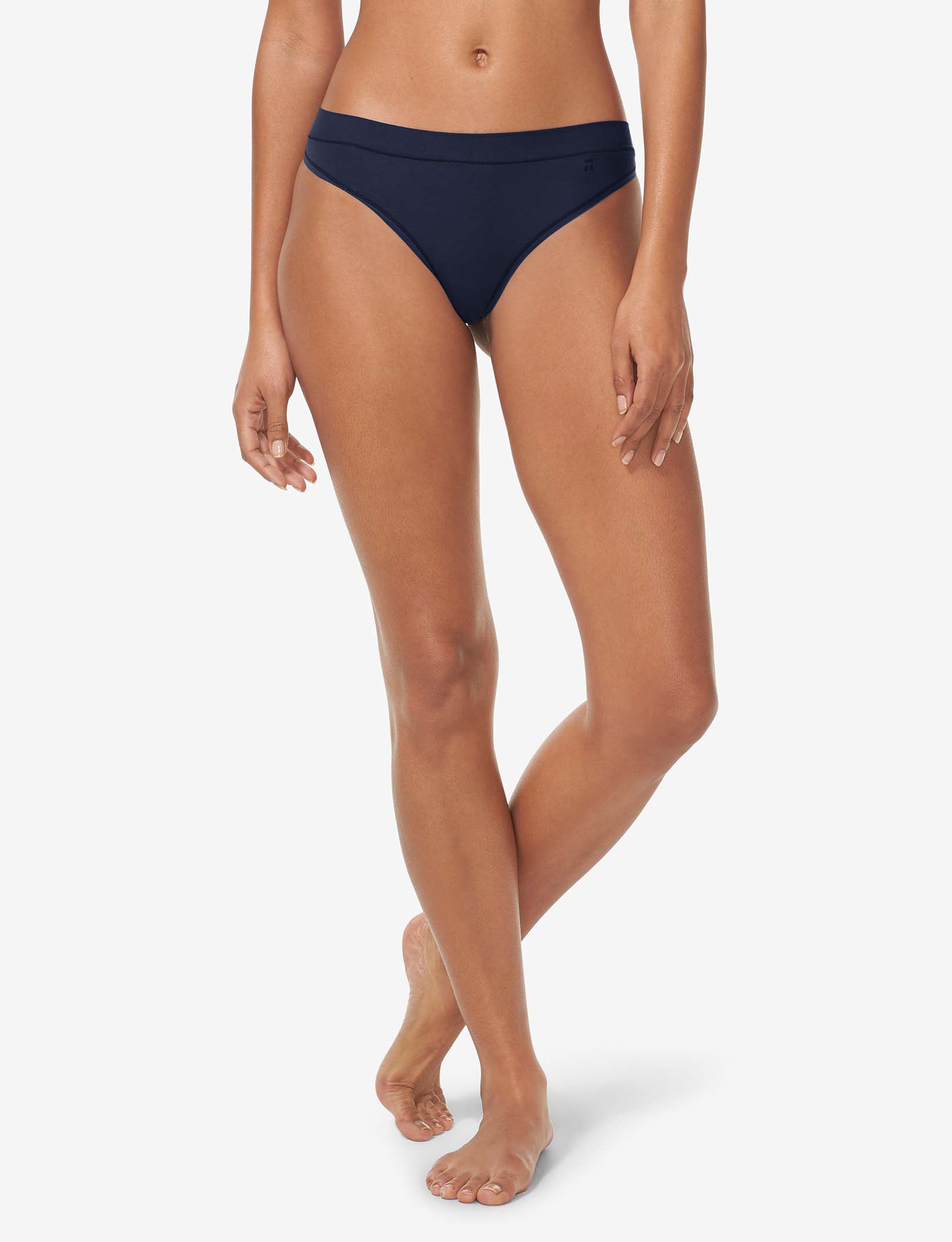 Women's Cool Cotton Thong::Navy