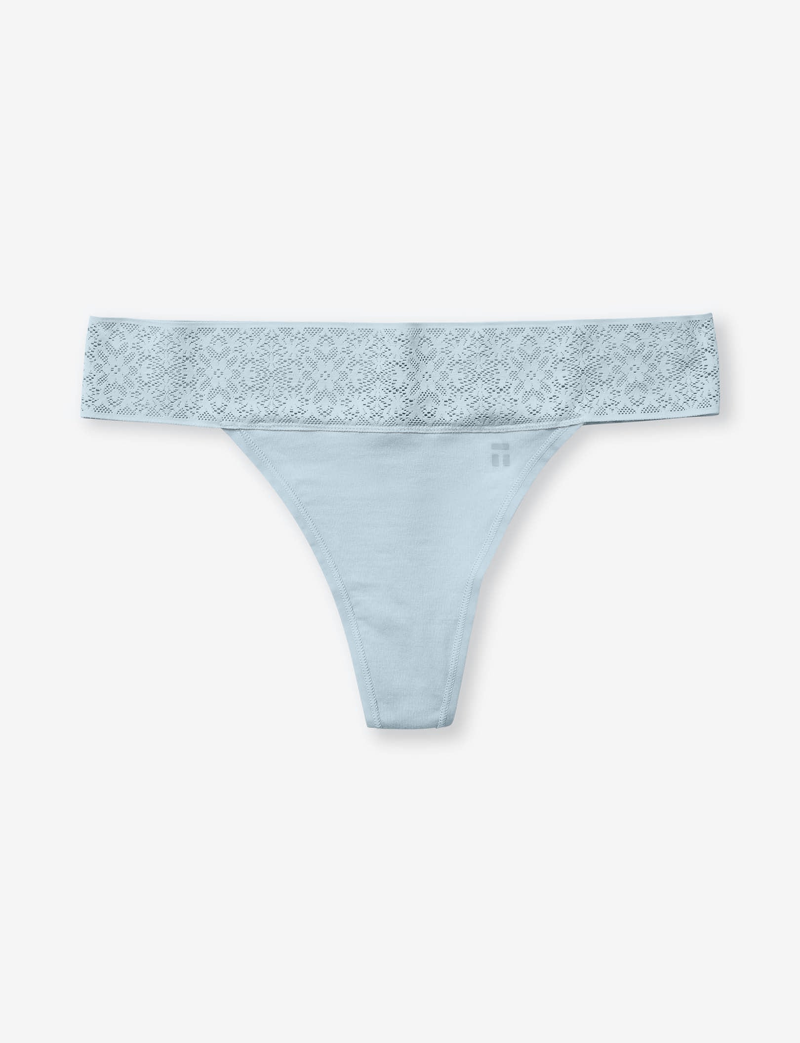 Women's Cool Cotton Thong, Lace Waist::Plein Air Lace Waist