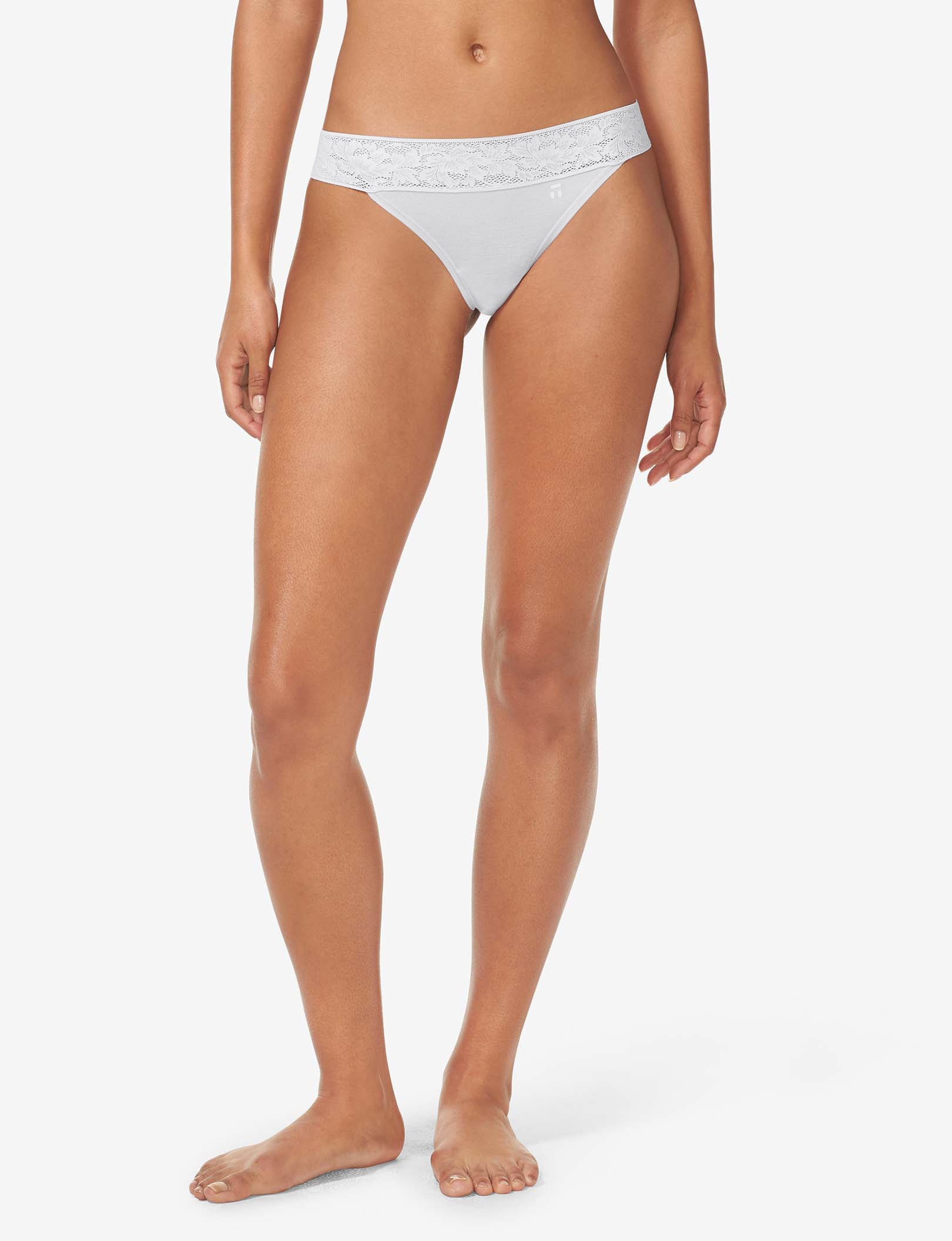 Women's Second Skin Thong, Lace Waist::Nimbus Cloud Lace Waist