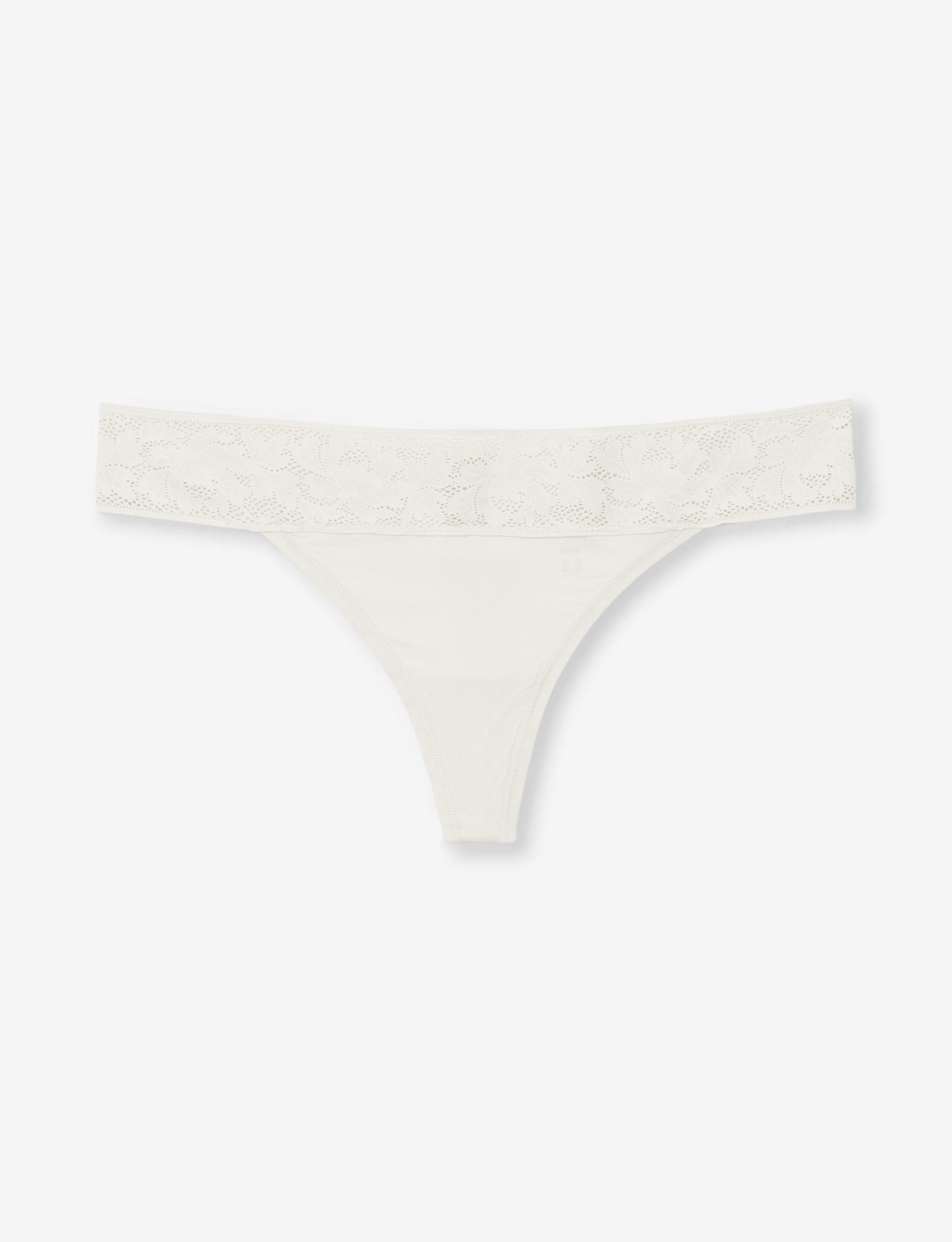 Women's Second Skin Thong, Lace Waist::Coconut Milk Lace Waist