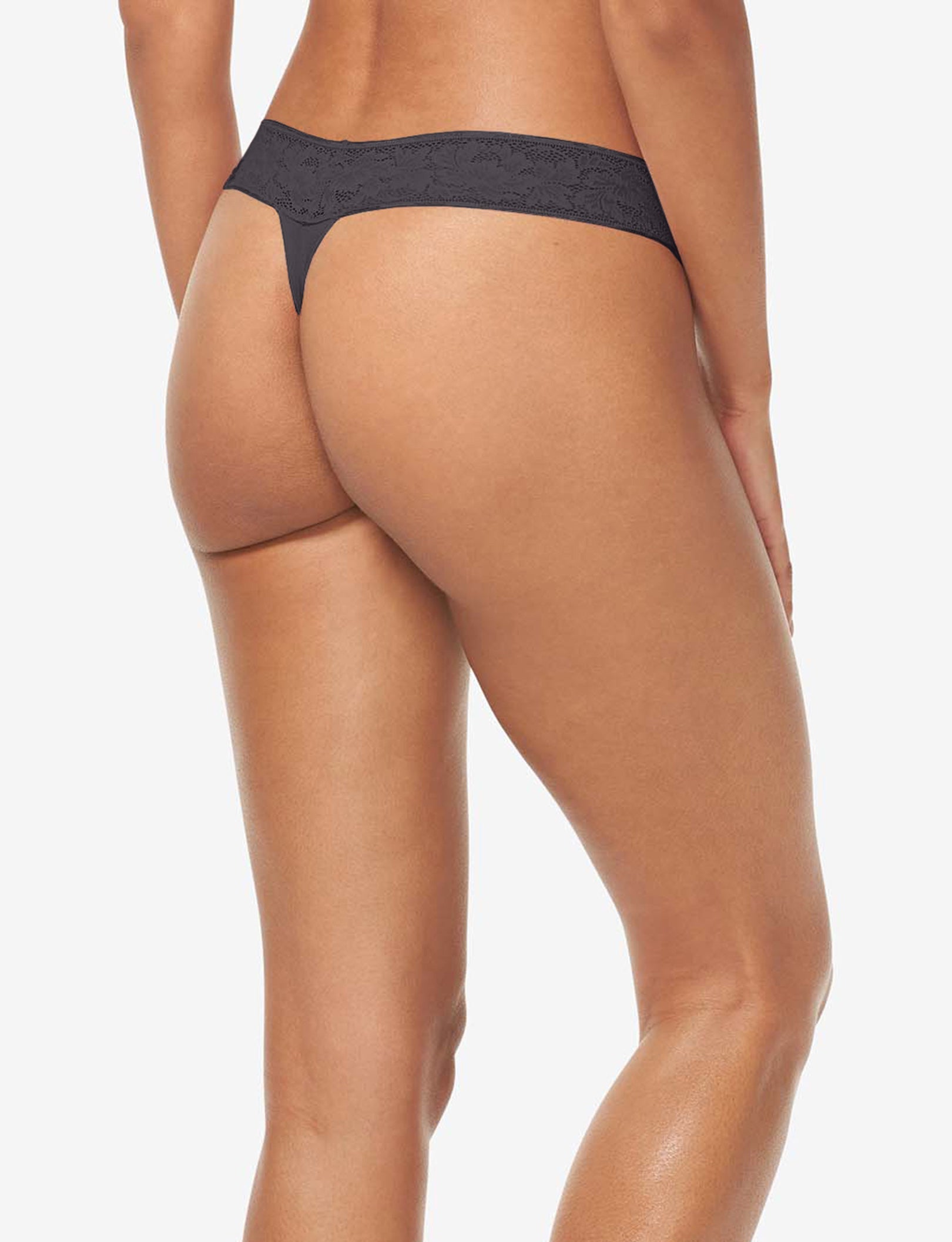 Women's Second Skin Thong, Lace Waist::Shale Lace Waist