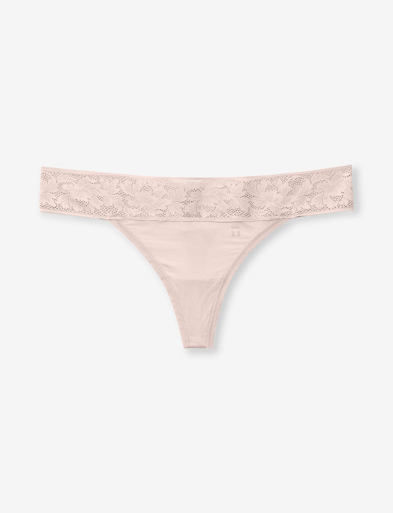 Women's Second Skin Thong, Lace Waist::Soft Pink Lace
