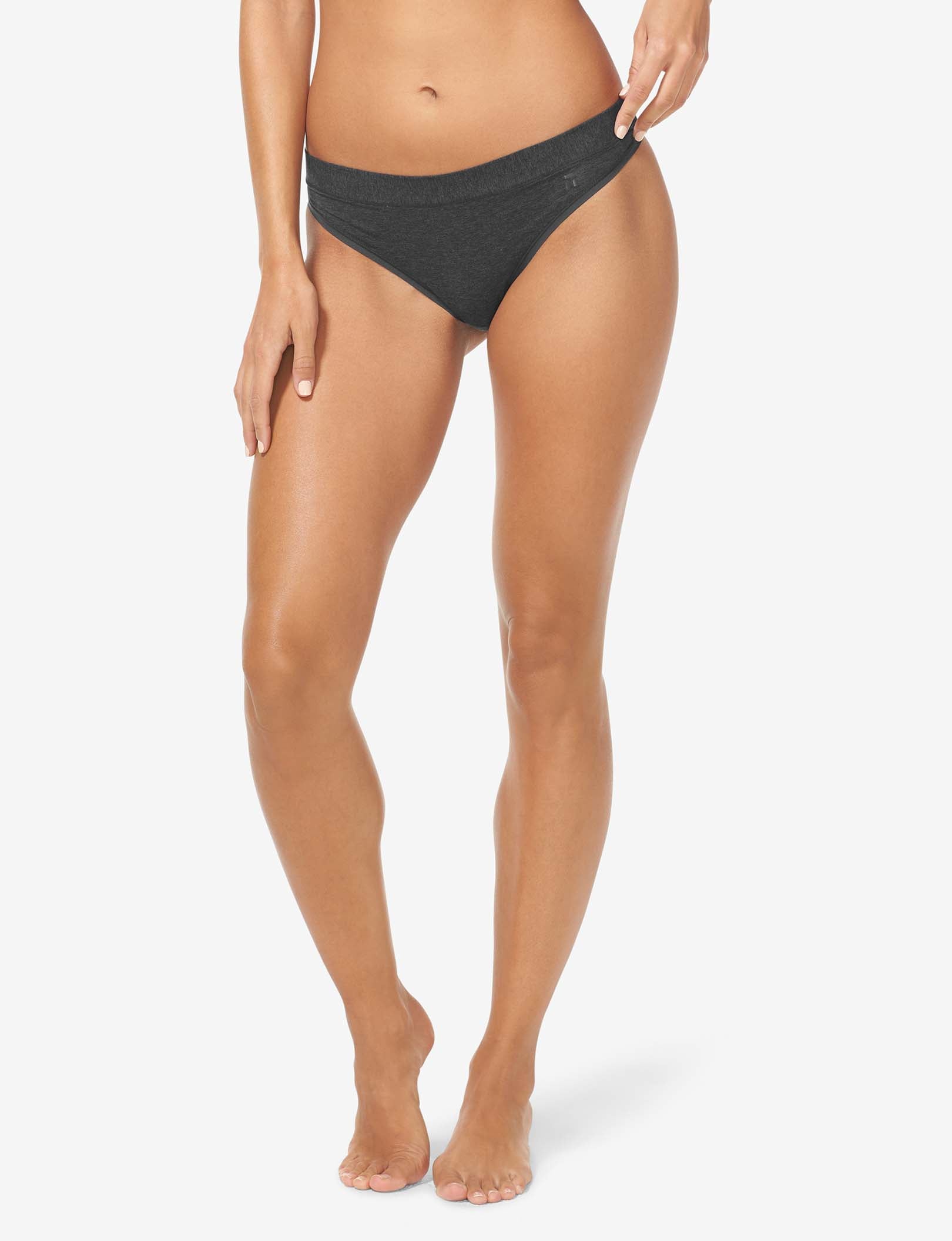 Women's Cool Cotton Thong::Charcoal Heather