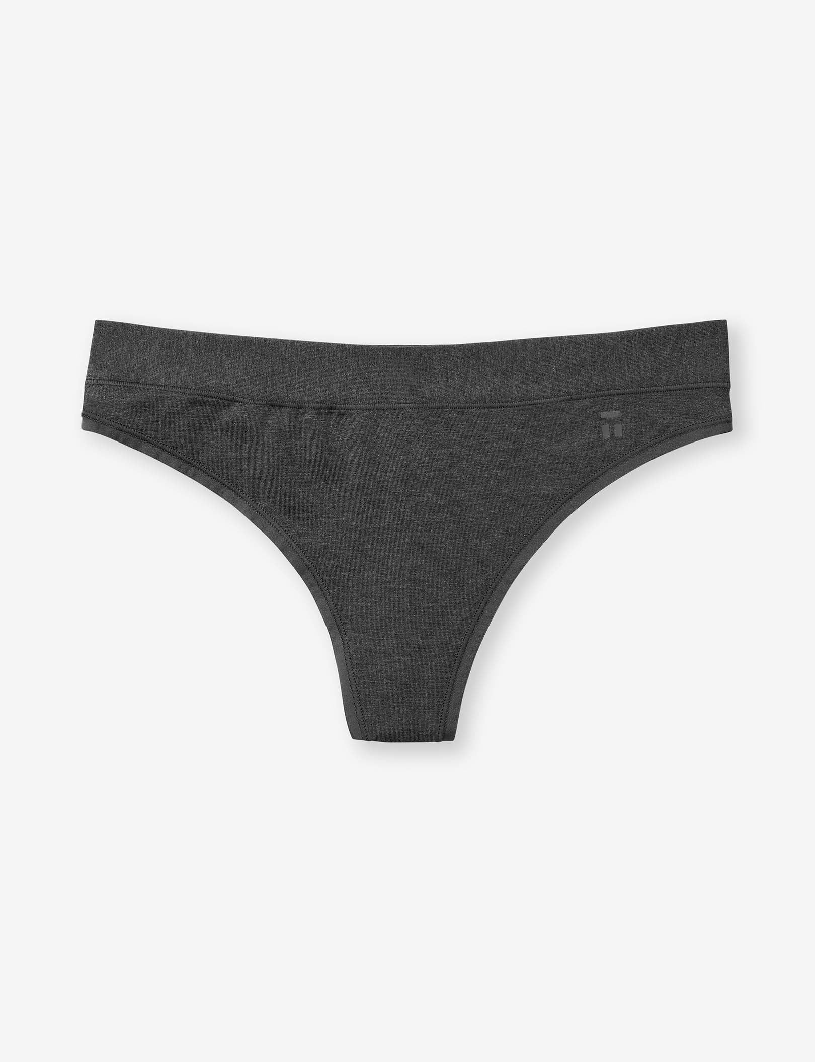Women's Cool Cotton Thong::Charcoal Heather
