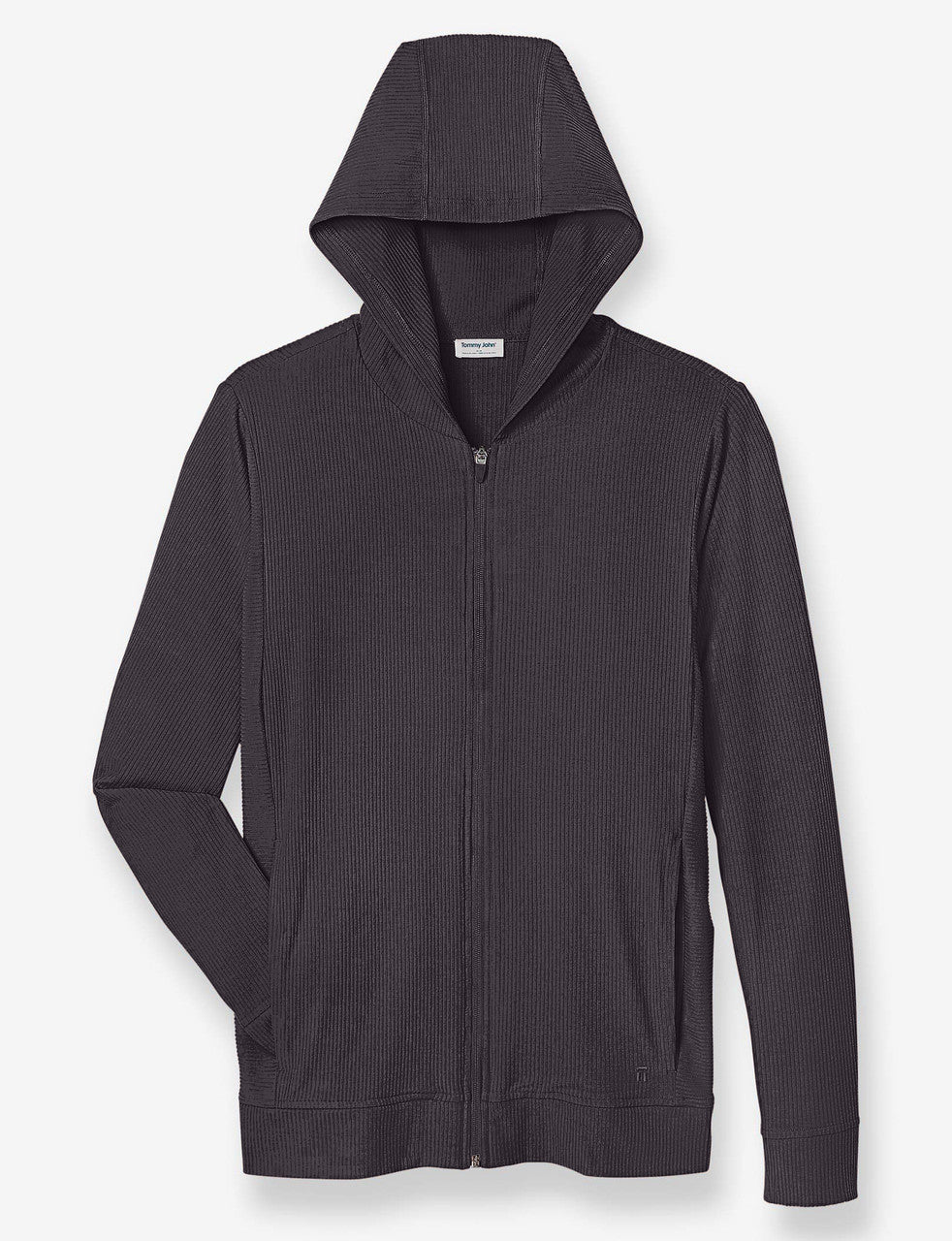 Zen Ribbed Full Zip Hoodie::Phantom