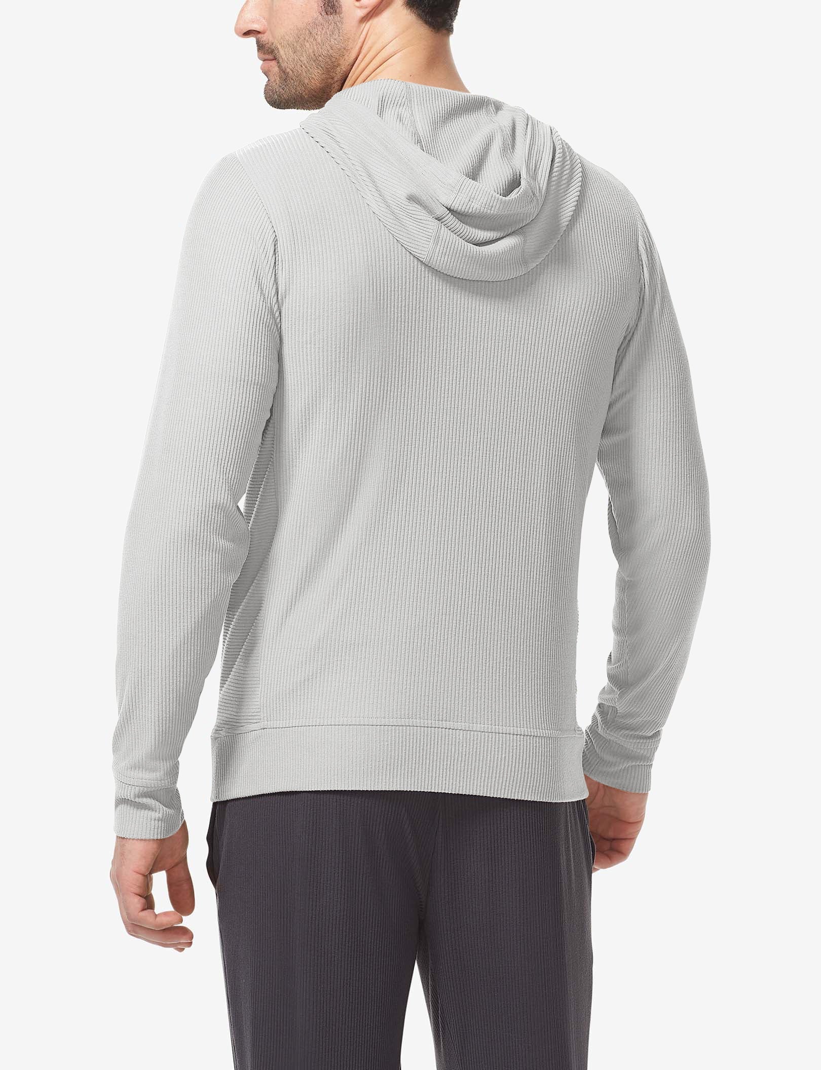 Zen Ribbed Full Zip Hoodie::Mirage Gray