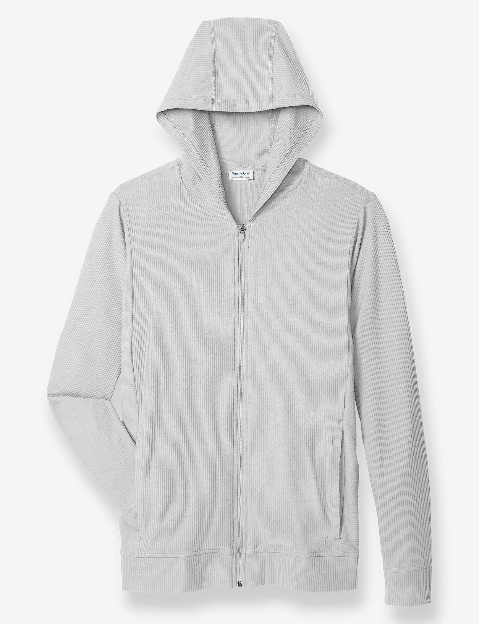 Zen Ribbed Full Zip Hoodie::Mirage Gray