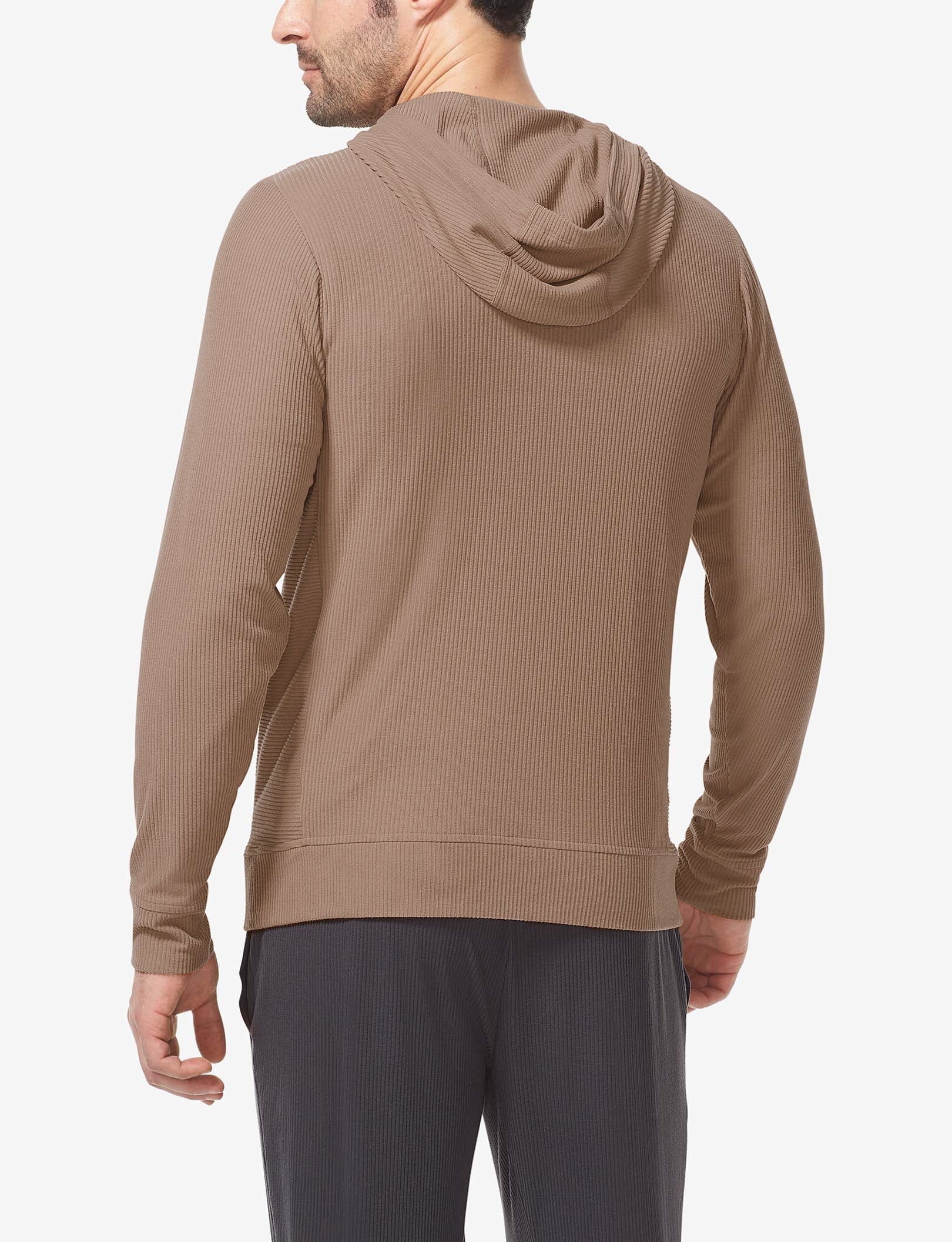 Zen Ribbed Full Zip Hoodie::Woodsmoke