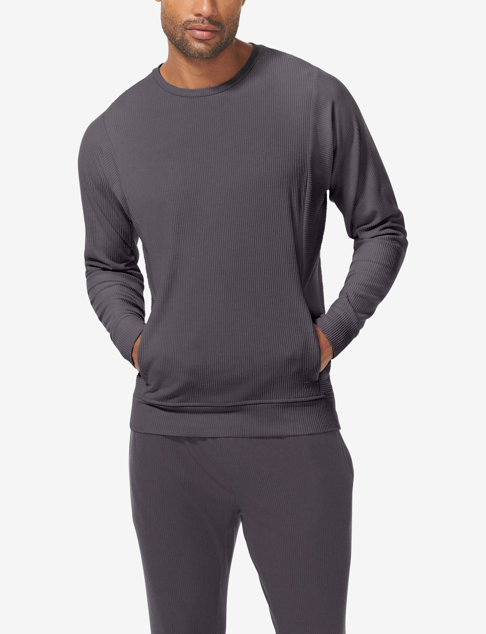 Zen Ribbed Crew Neck Sweatshirt::Phantom