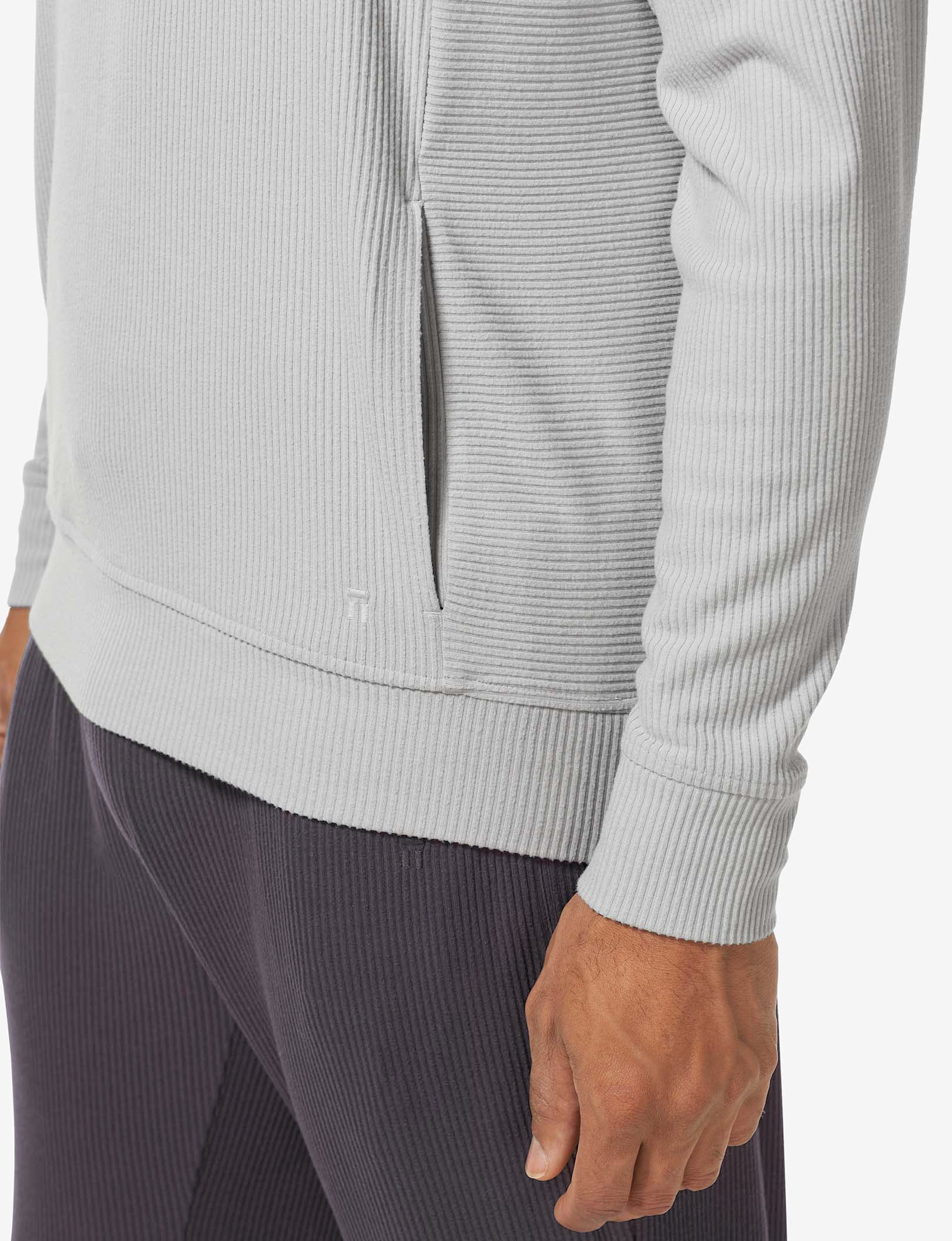 Zen Ribbed Crew Neck Sweatshirt::Mirage Gray