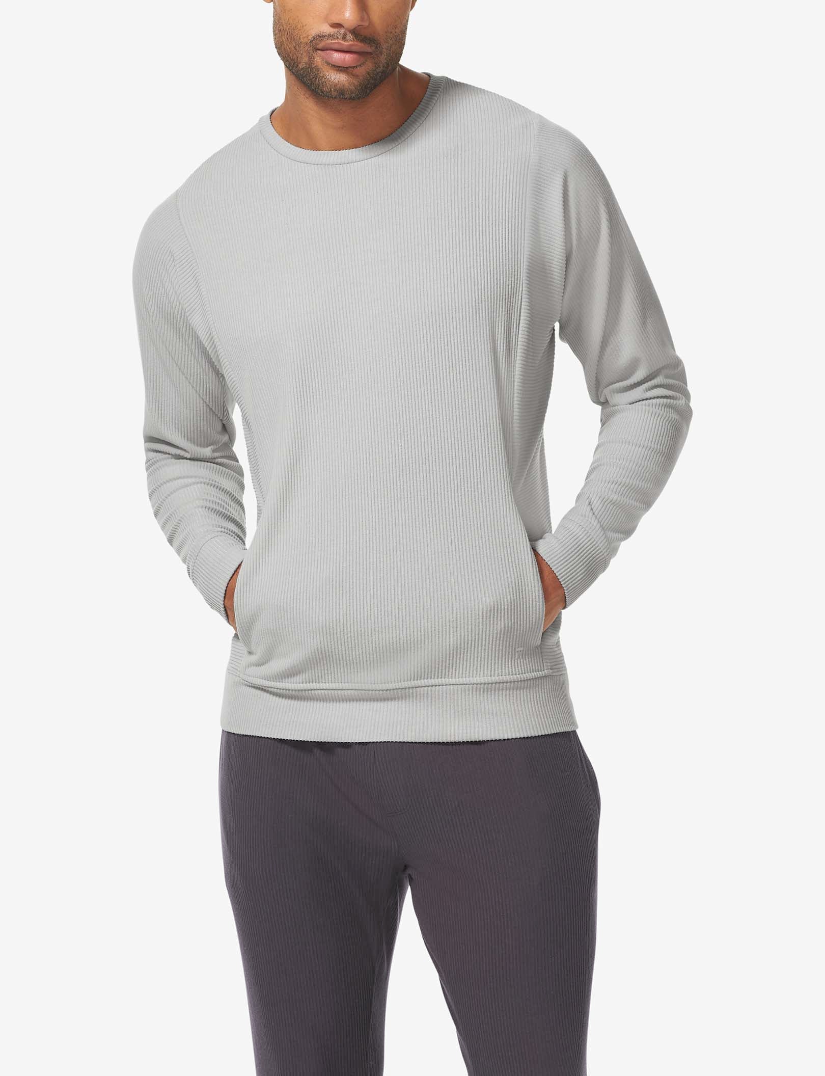 Zen Ribbed Crew Neck Sweatshirt::Mirage Gray