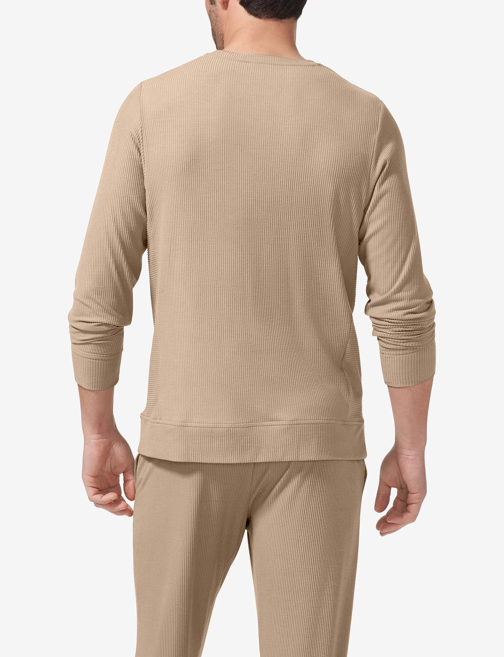 Zen Ribbed Crew Neck Sweatshirt::Driftwood