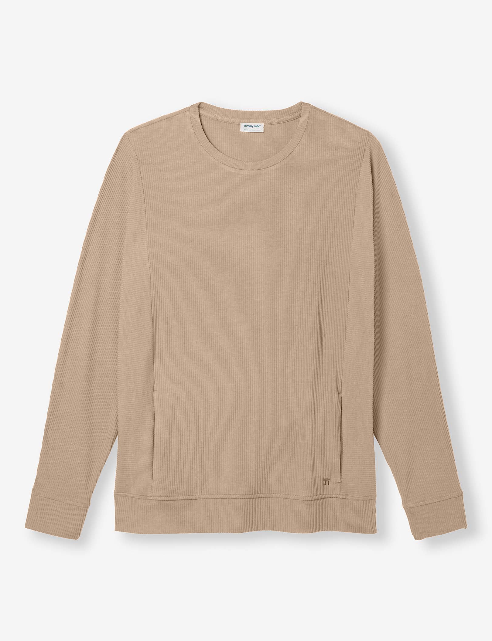 Zen Ribbed Crew Neck Sweatshirt::Driftwood