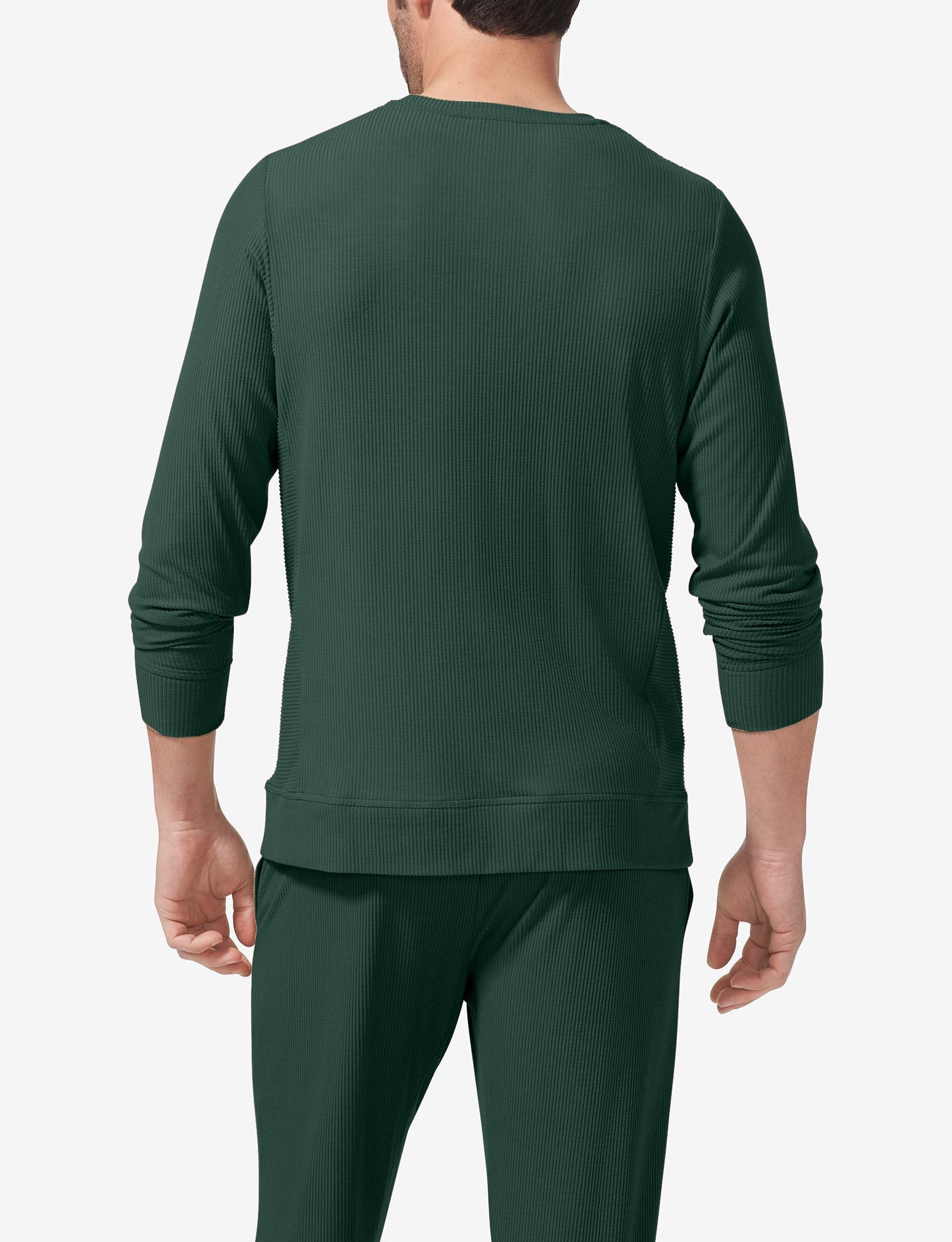 Zen Ribbed Crew Neck Sweatshirt::Pine Grove