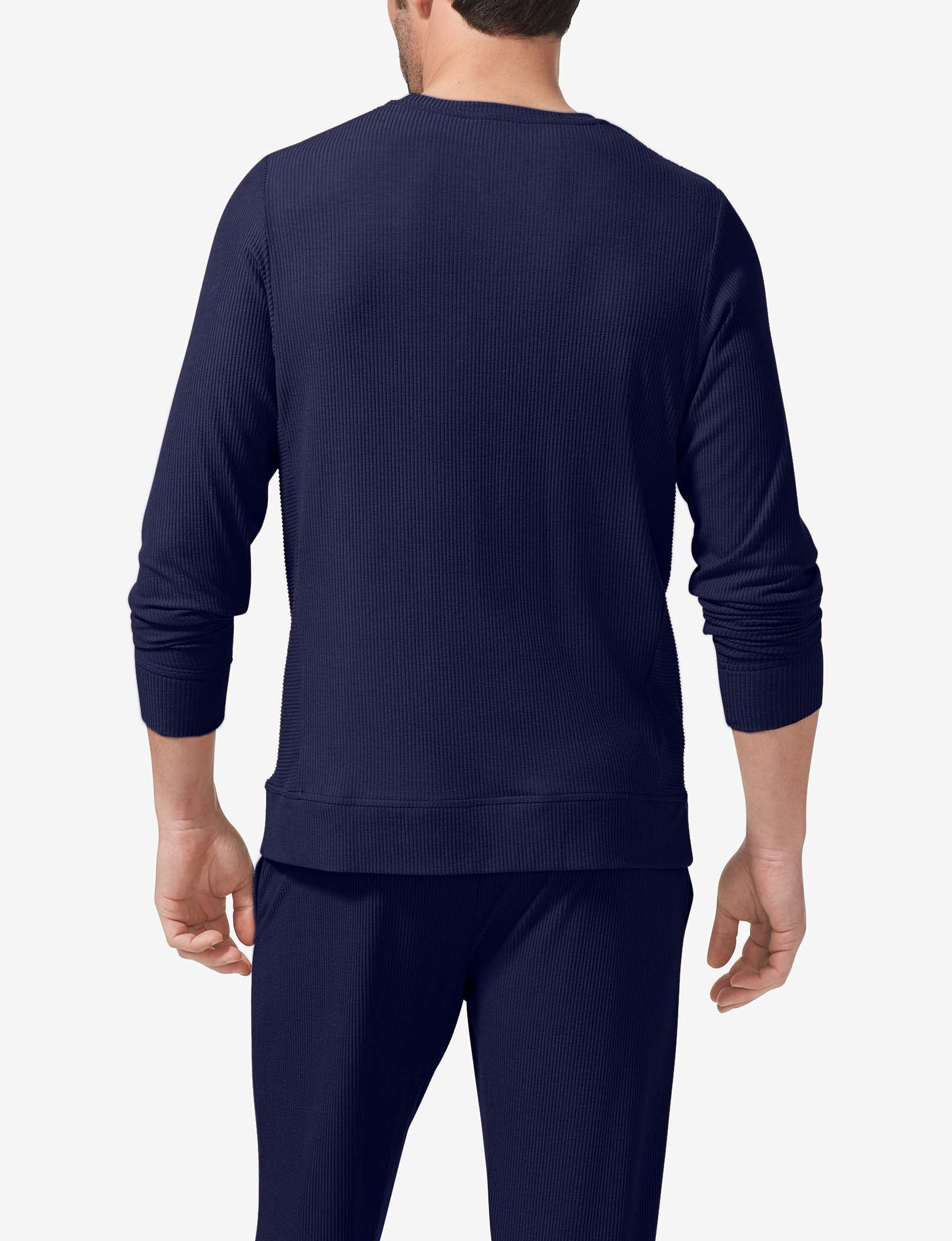 Zen Ribbed Crew Neck Sweatshirt::Evening Blue
