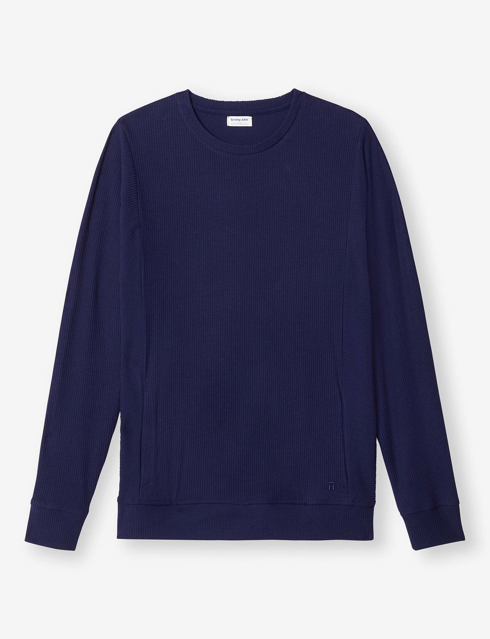 Zen Ribbed Crew Neck Sweatshirt::Evening Blue