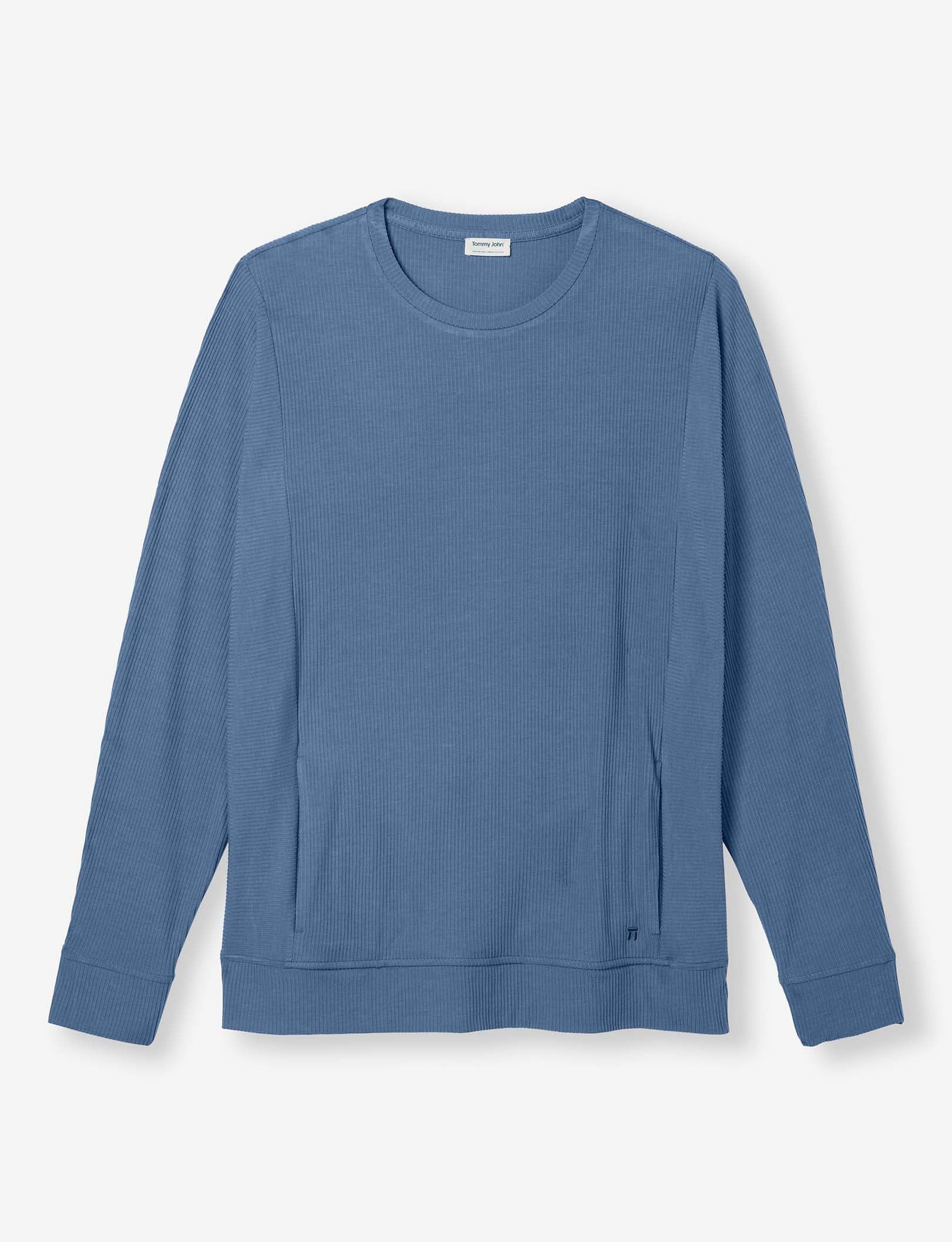 Zen Ribbed Crew Neck Sweatshirt::Bering Sea