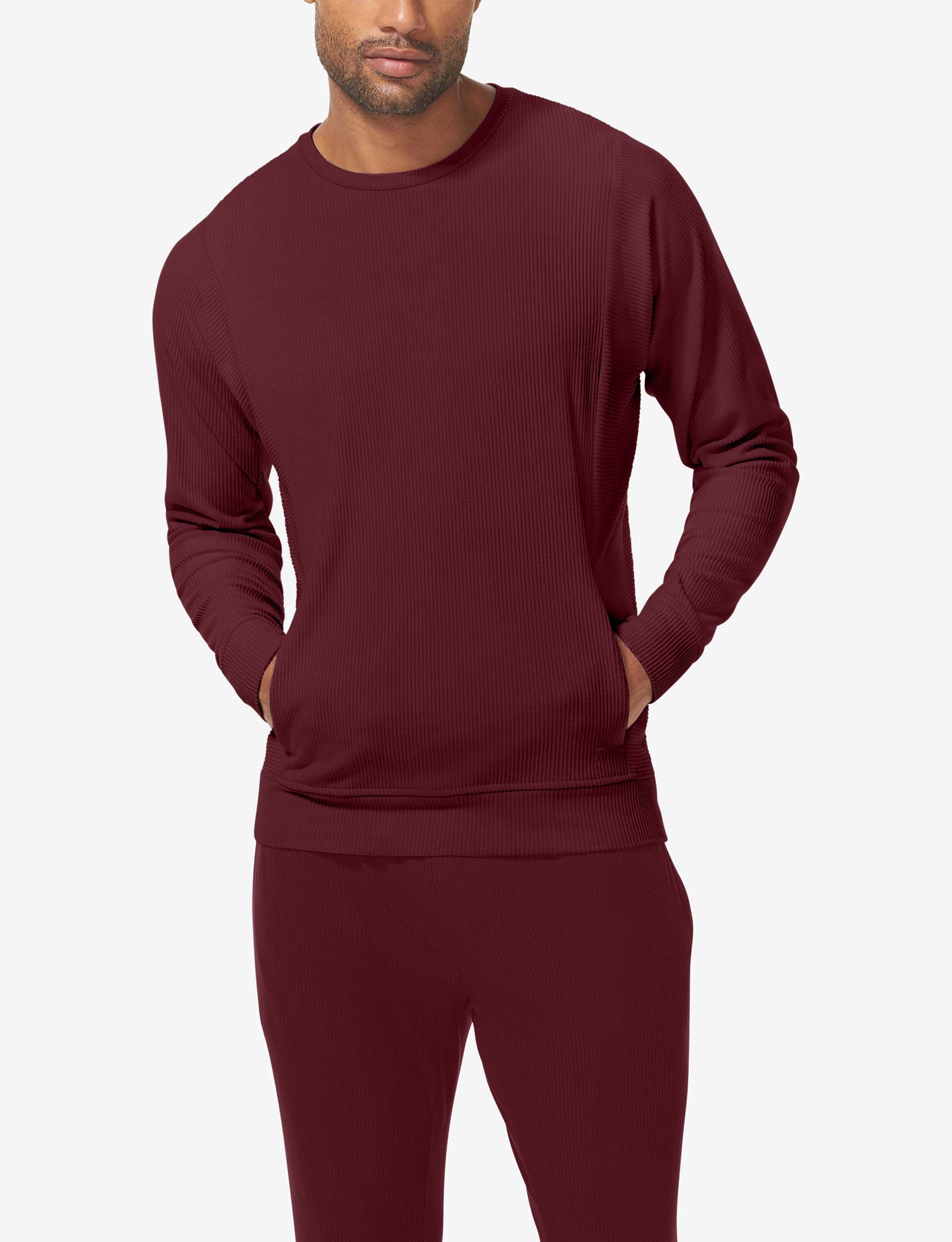 Zen Ribbed Crew Neck Sweatshirt::Port Royale