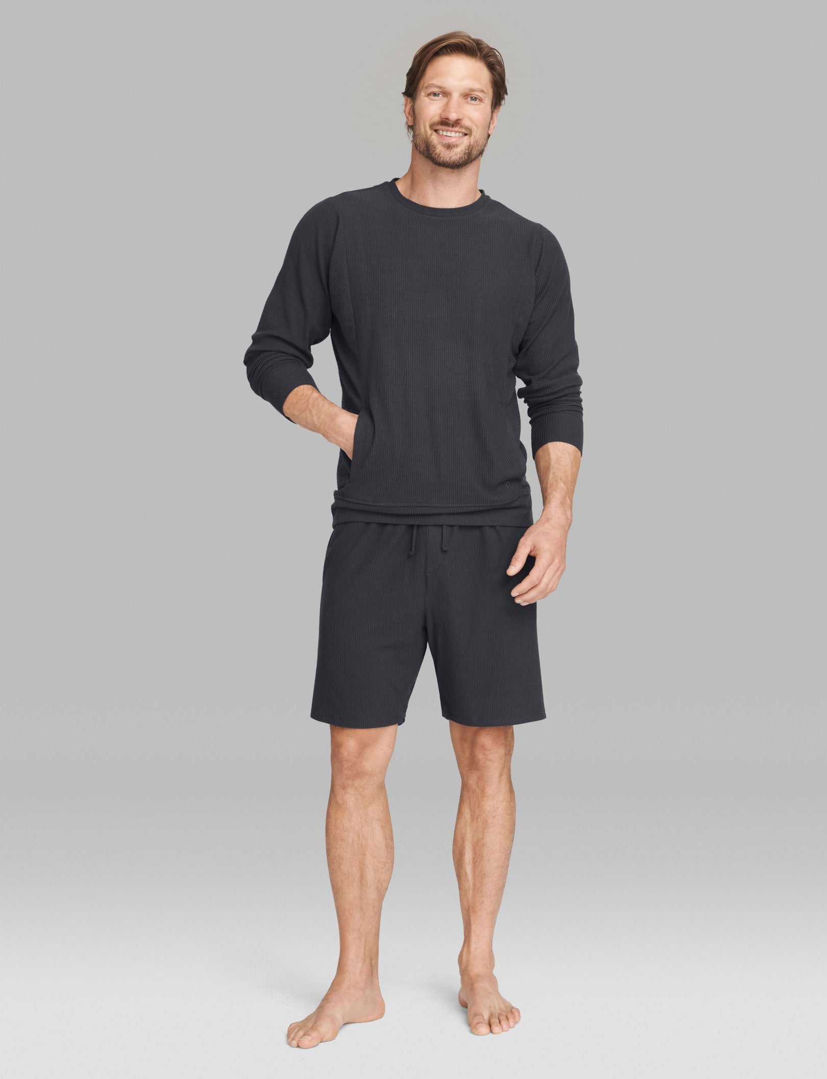 Zen Ribbed Short::Phantom