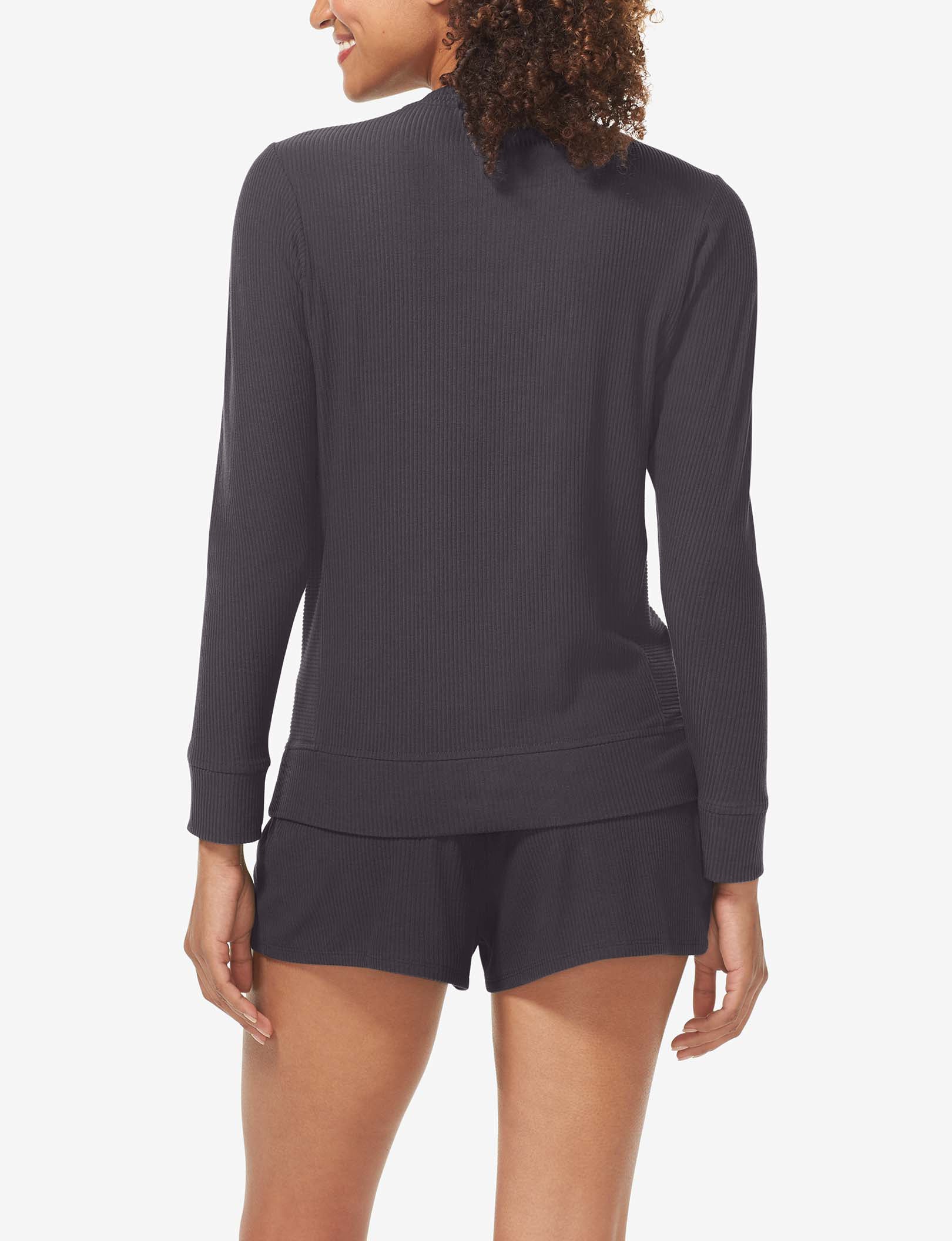 Women's Zen Ribbed Crew Neck Sweatshirt::Phantom
