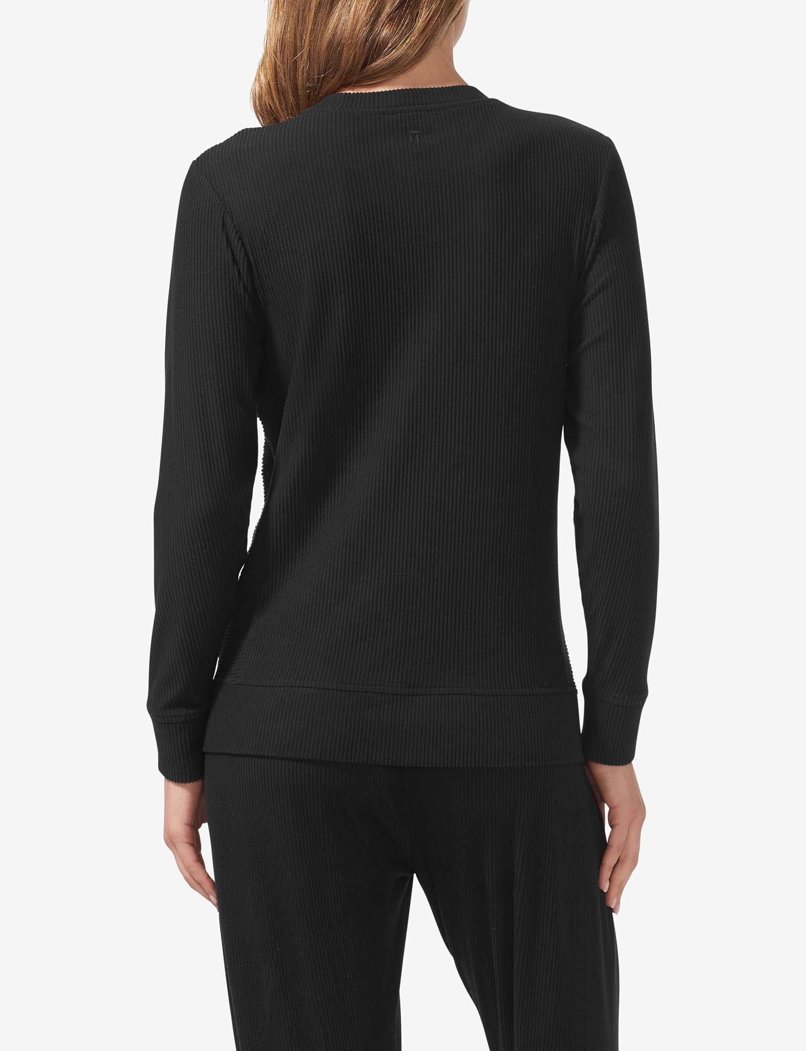 Women's Zen Ribbed Crew Neck Sweatshirt::Black