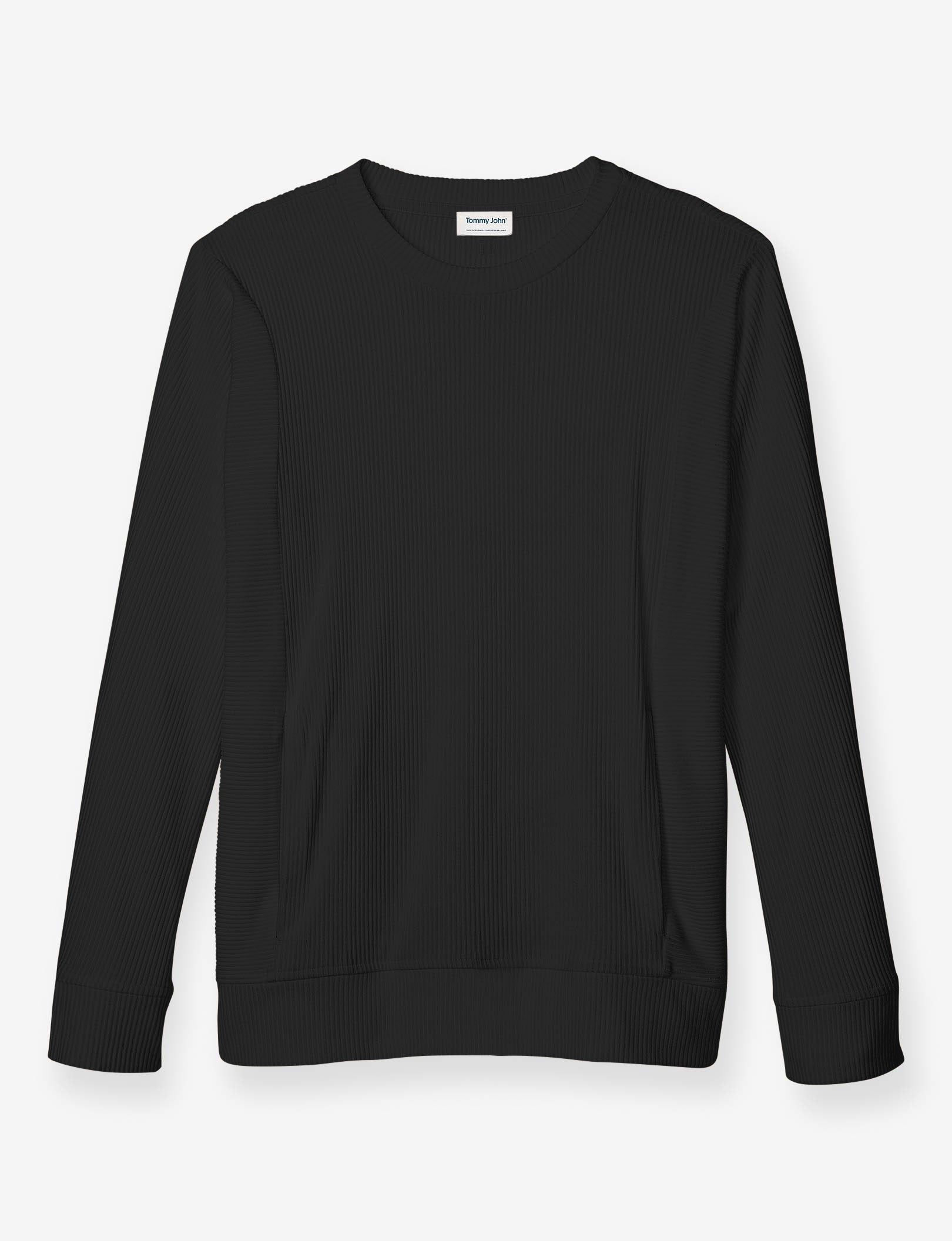 Women's Zen Ribbed Crew Neck Sweatshirt::Black
