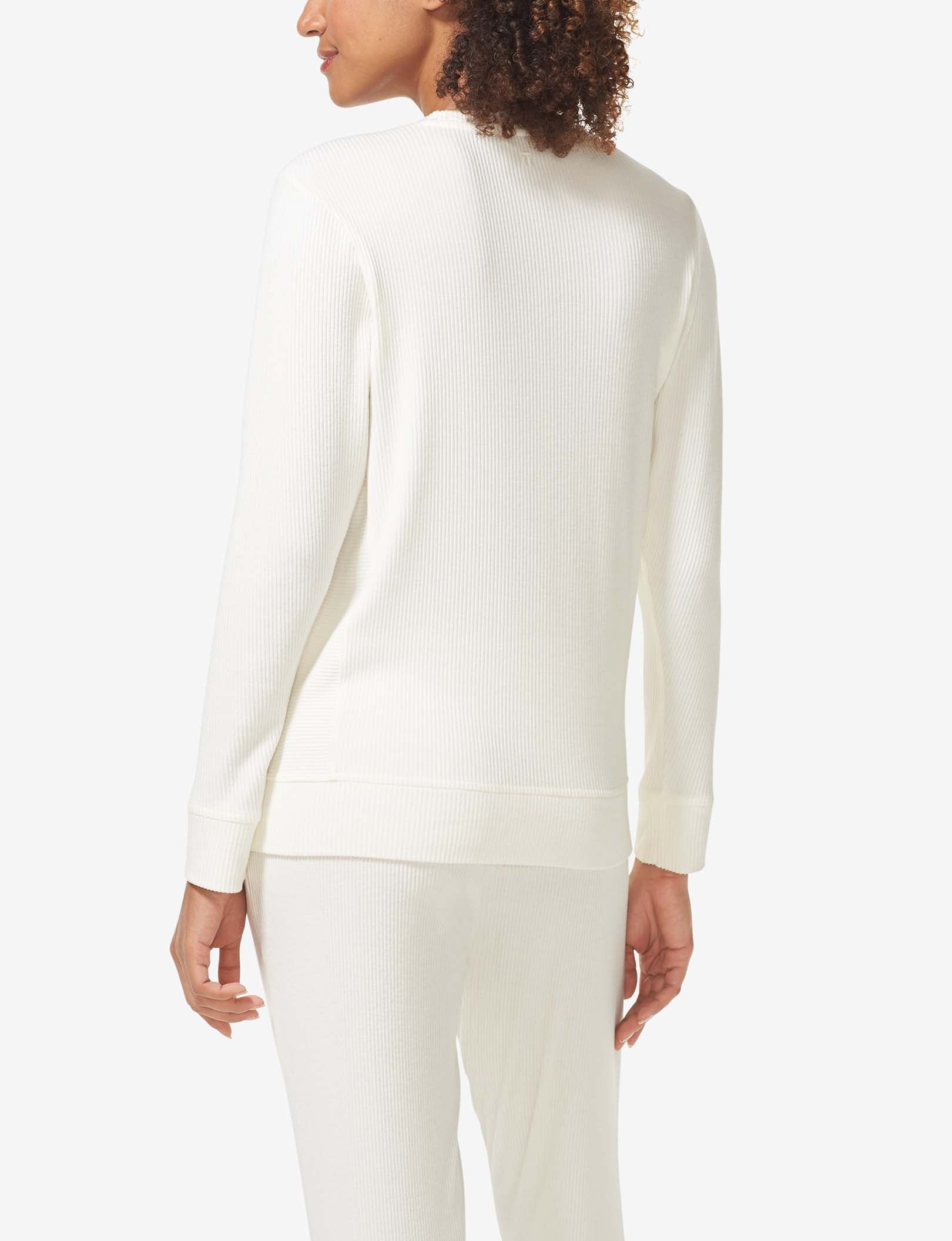 Women's Zen Ribbed Crew Neck Sweatshirt::Coconut Milk