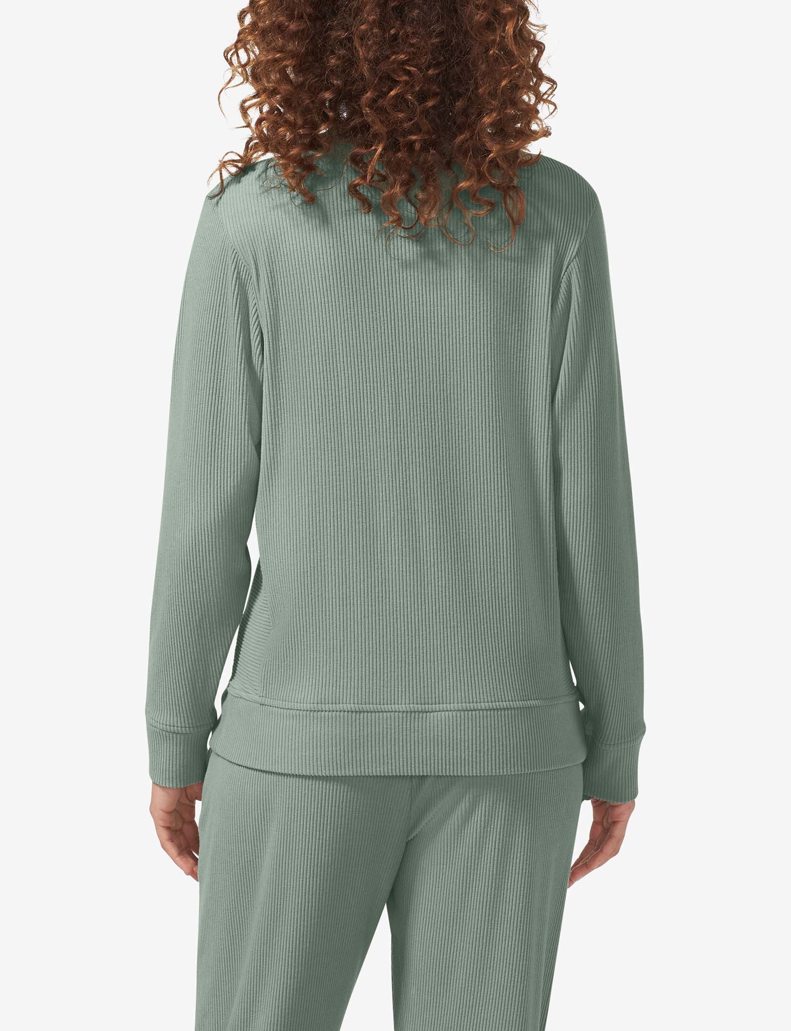 Women's Zen Ribbed Crew Neck Sweatshirt::Lily Pad