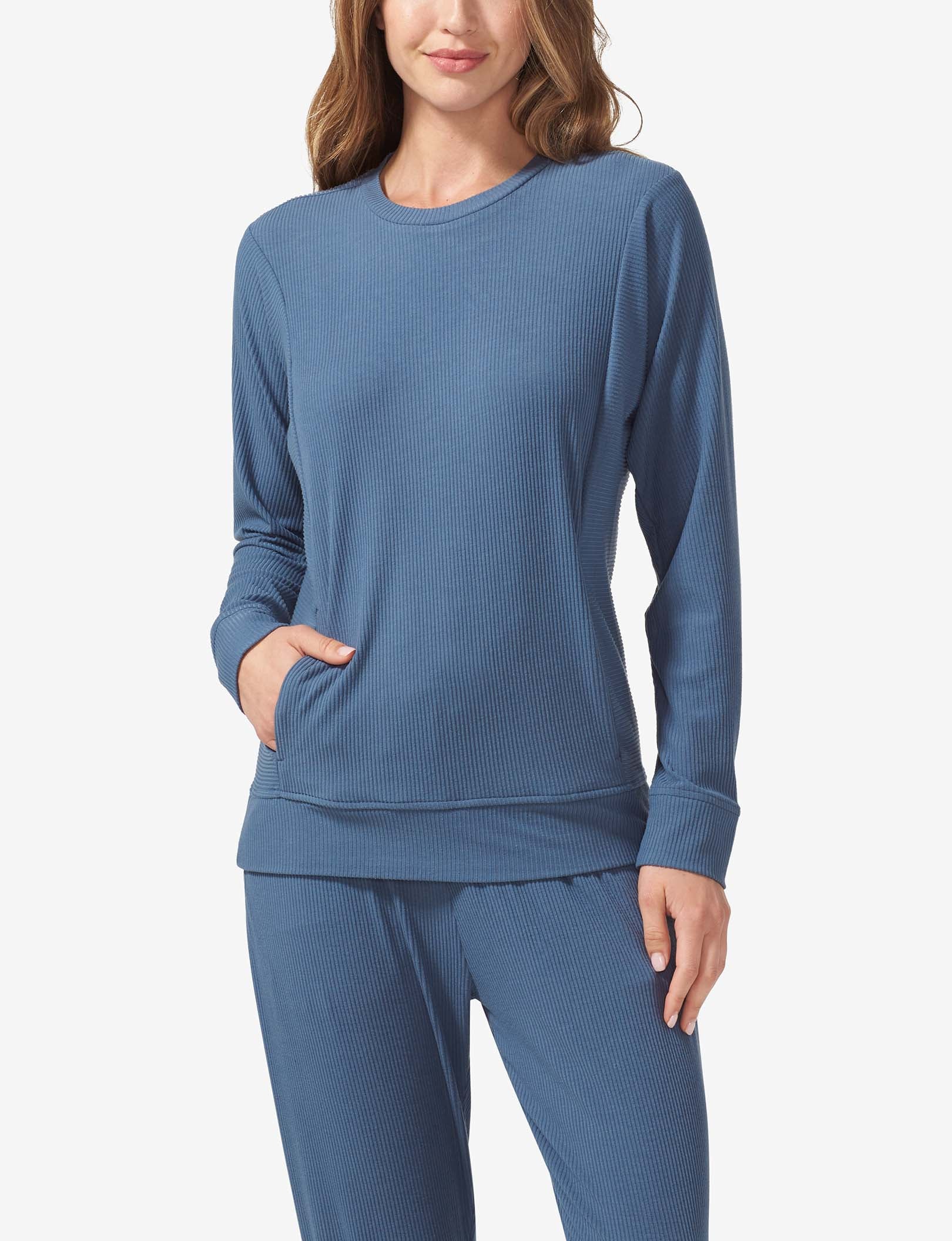 Women's Zen Ribbed Crew Neck Sweatshirt::Bering Sea