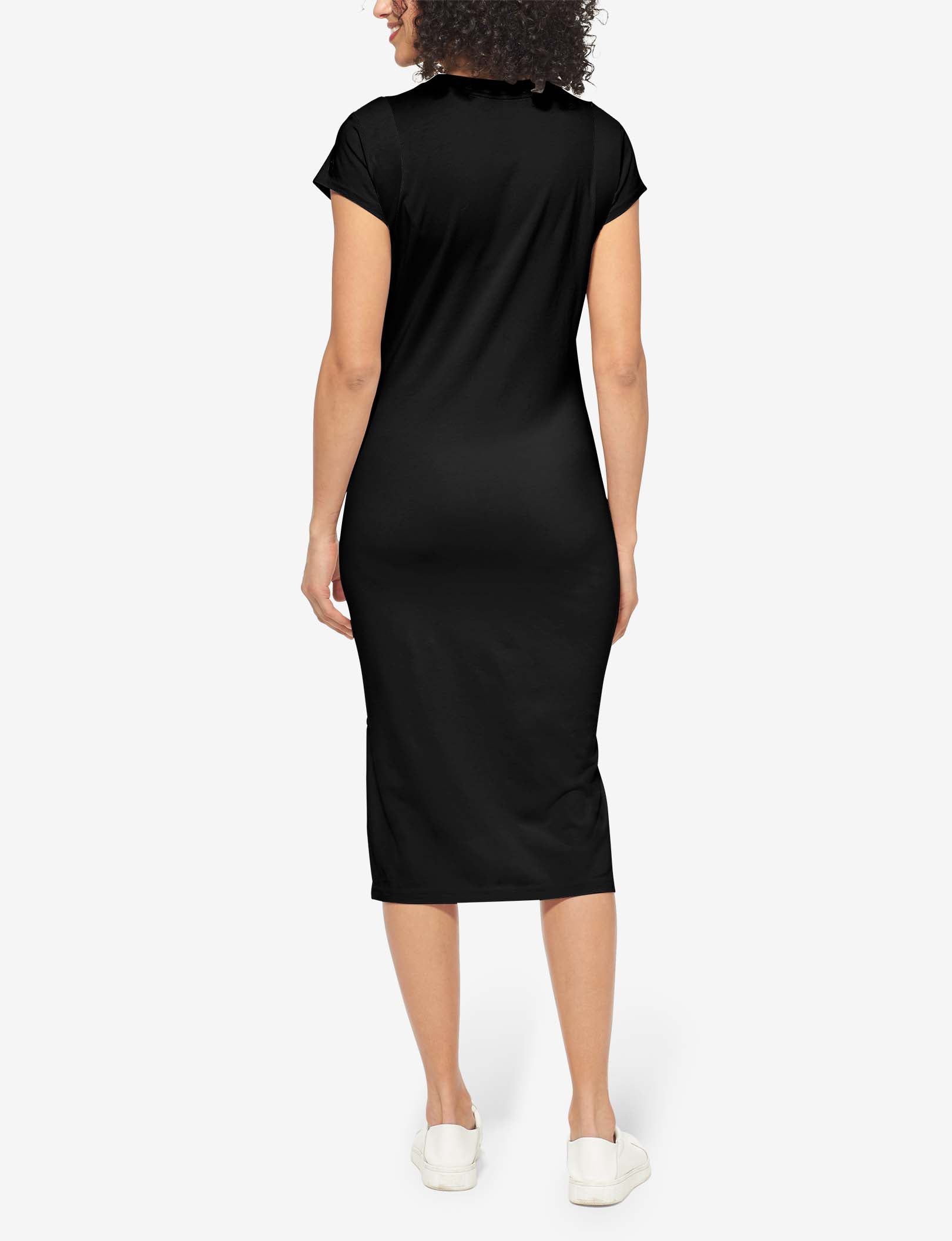 Women's Second Skin T-Shirt Dress::Solid Black