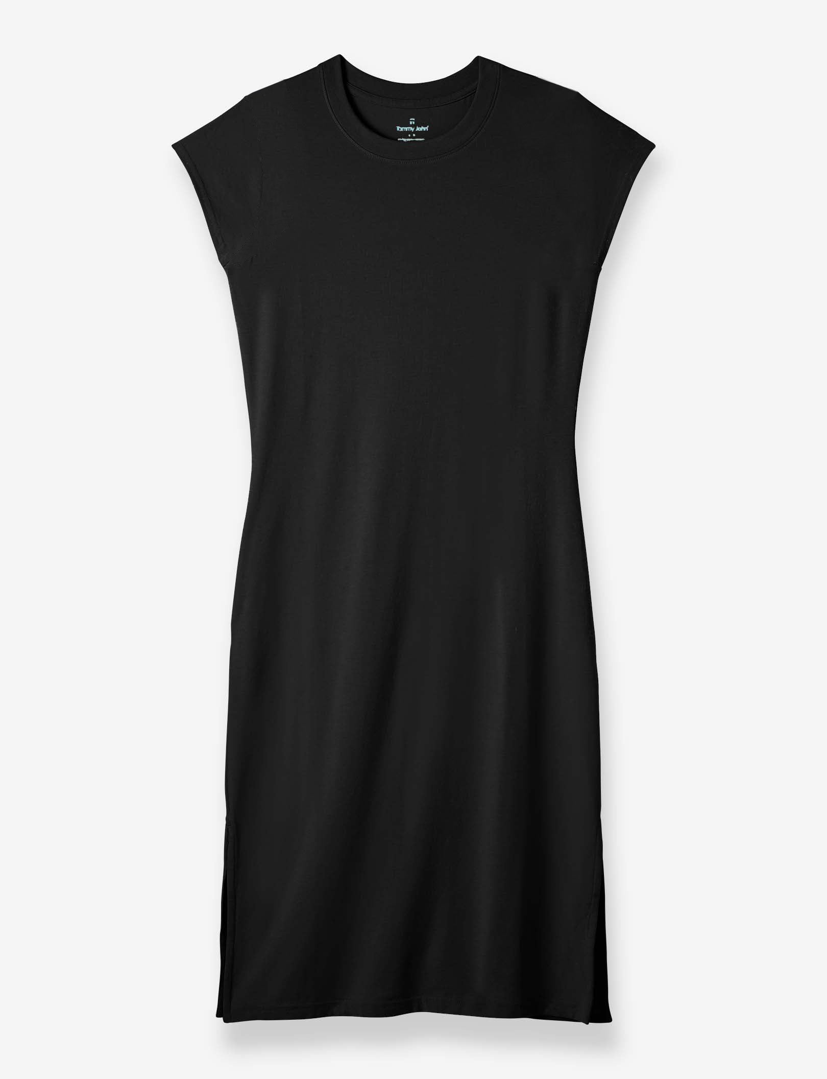 Women's Second Skin T-Shirt Dress::Solid Black