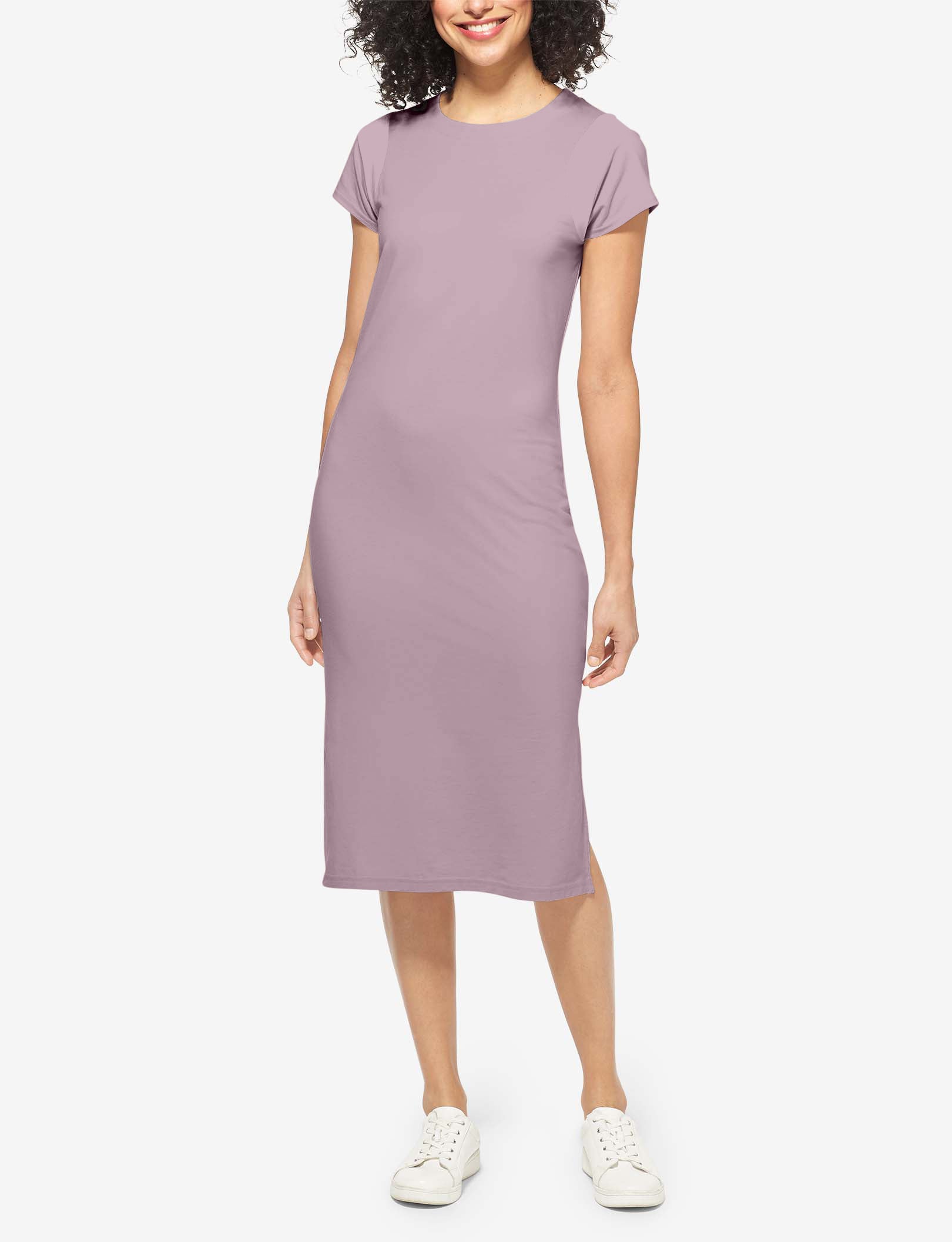Women's Second Skin T-Shirt Dress::Dawn Pink