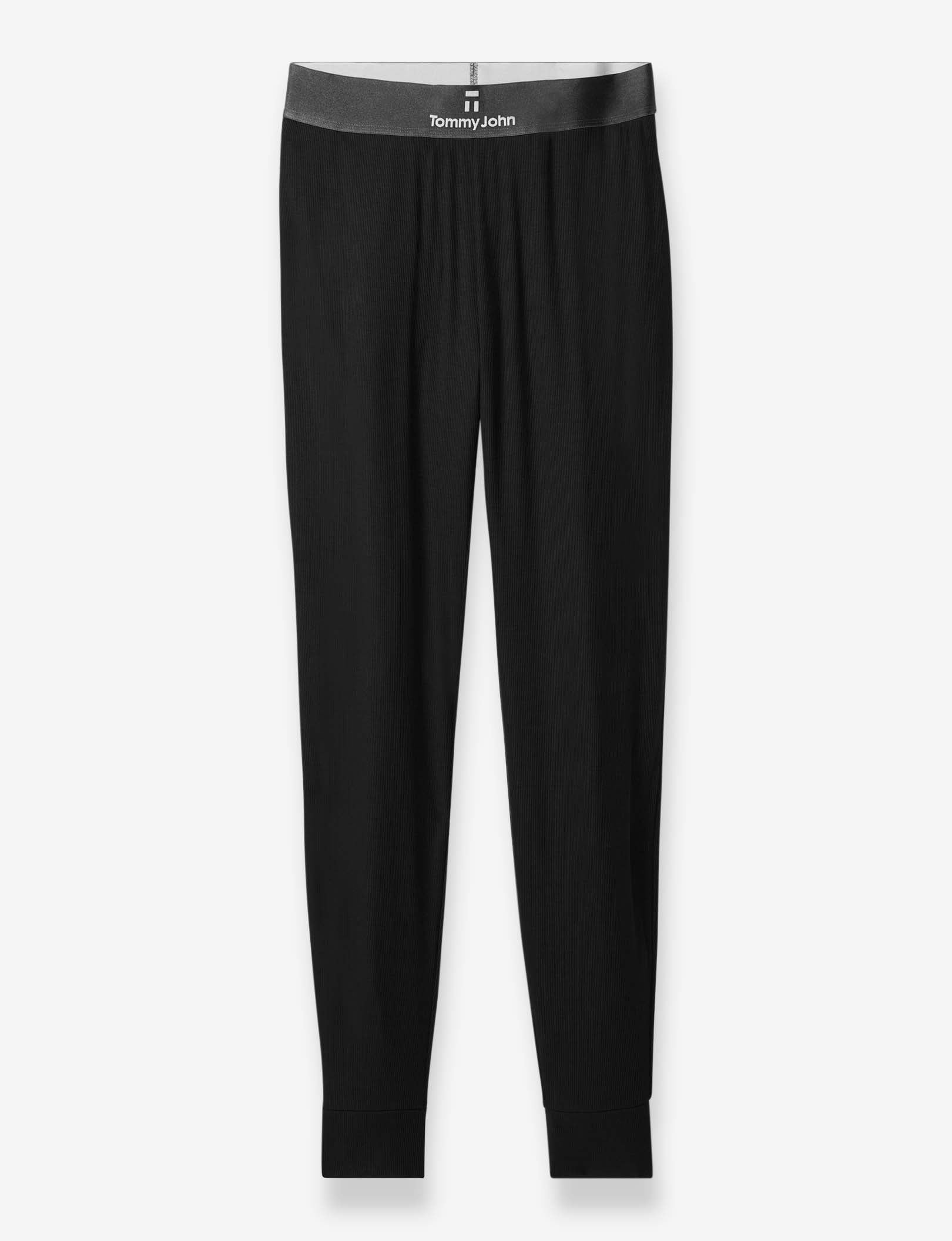 Women's Second Skin Micro Rib Sleep Jogger::Black Rib