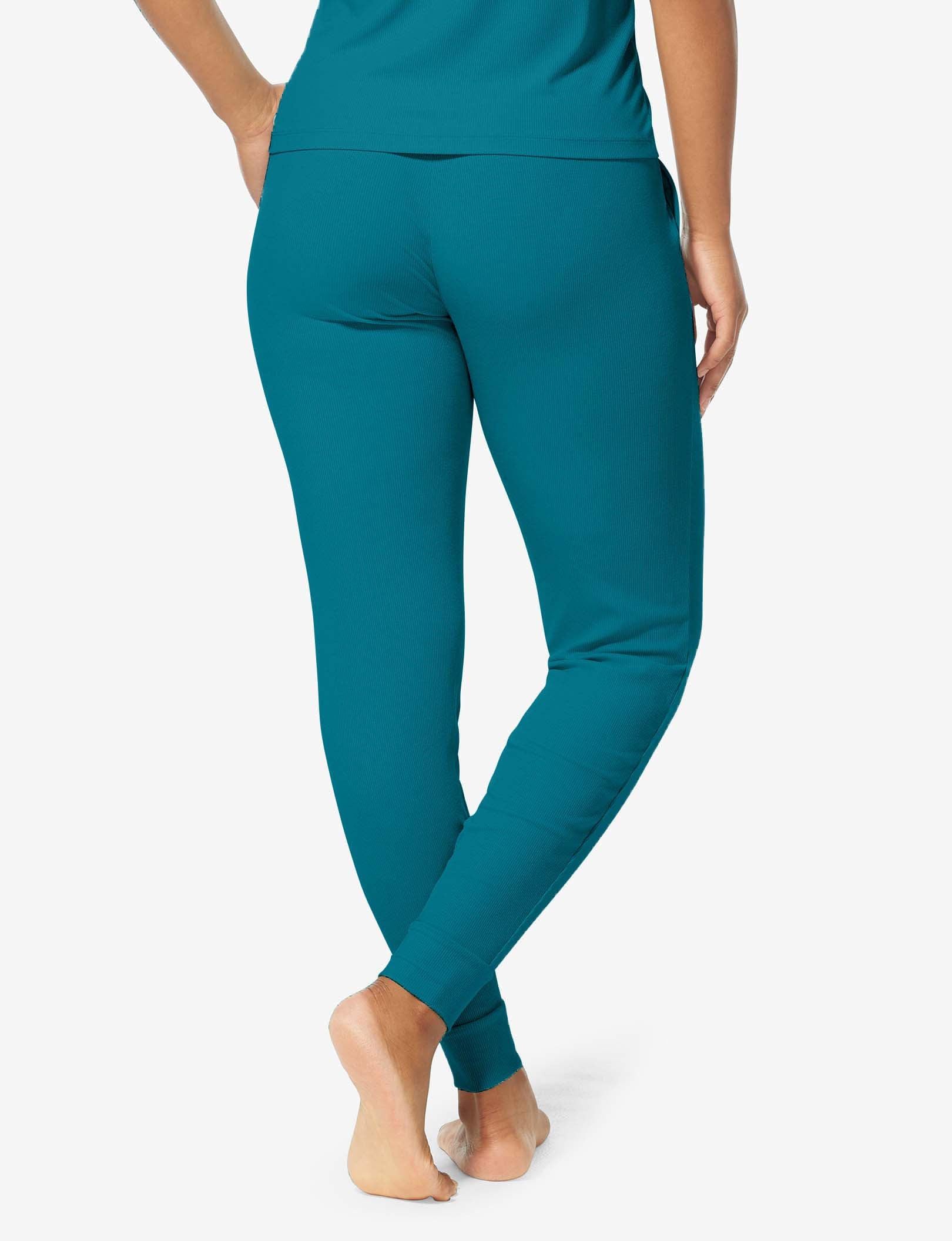 Women's Second Skin Rib Sleep Jogger::Deep Teal Rib