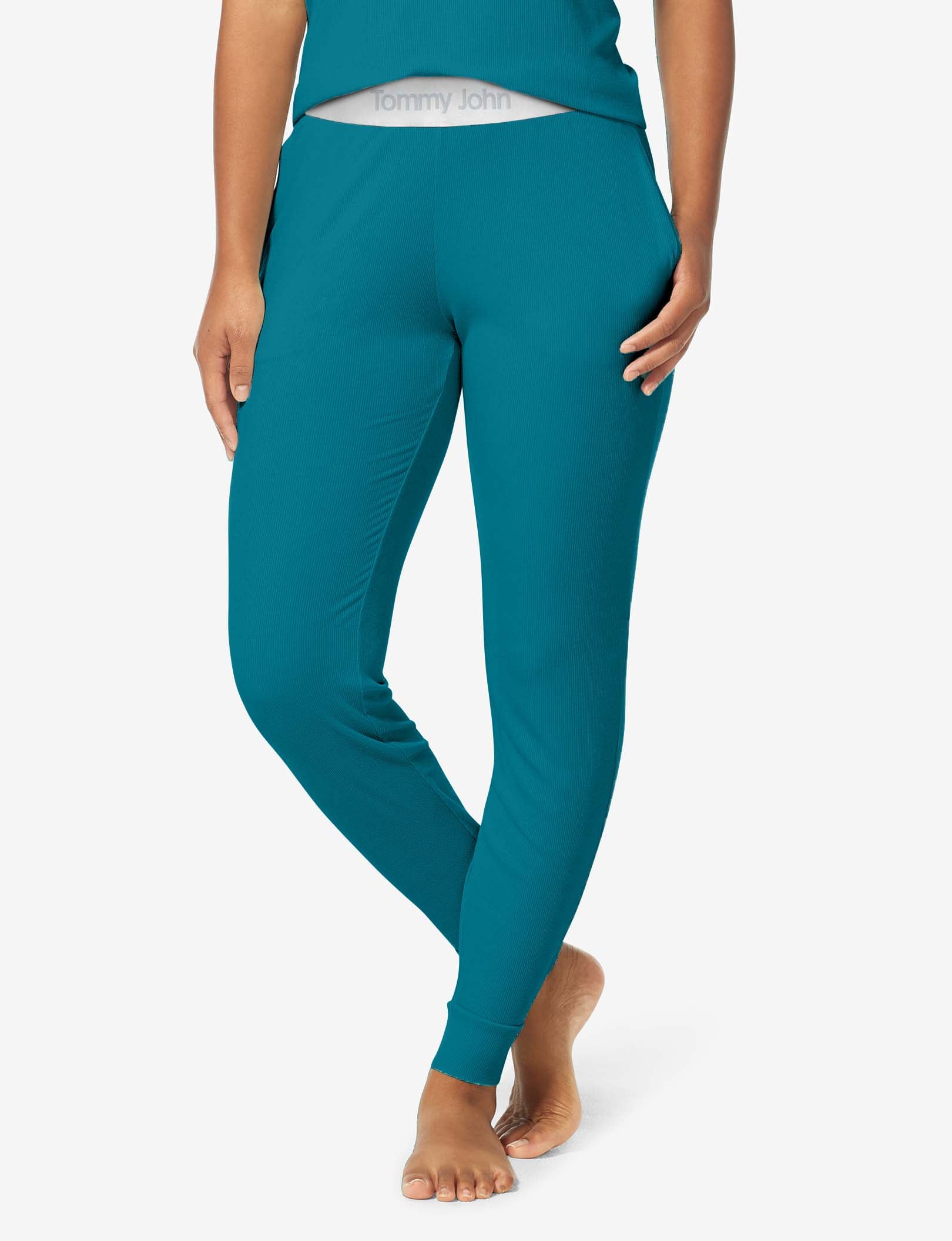 Women's Second Skin Rib Sleep Jogger::Deep Teal Rib