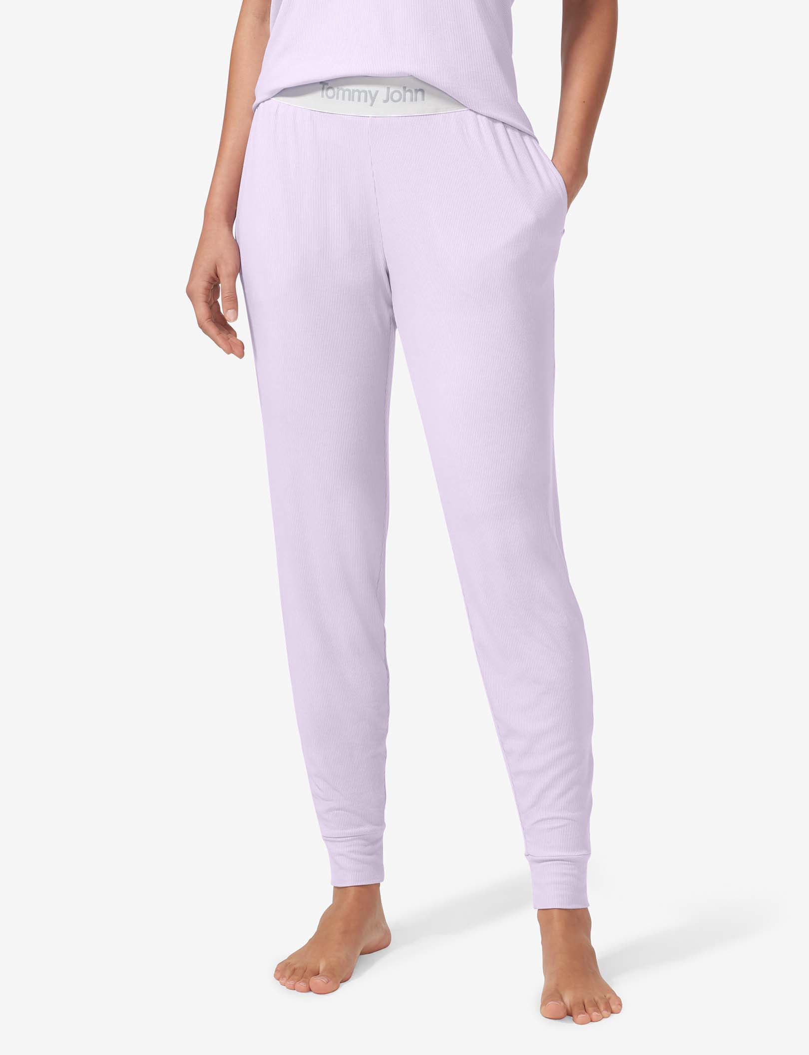Women's Second Skin Micro Rib Sleep Jogger::Lavender Rib