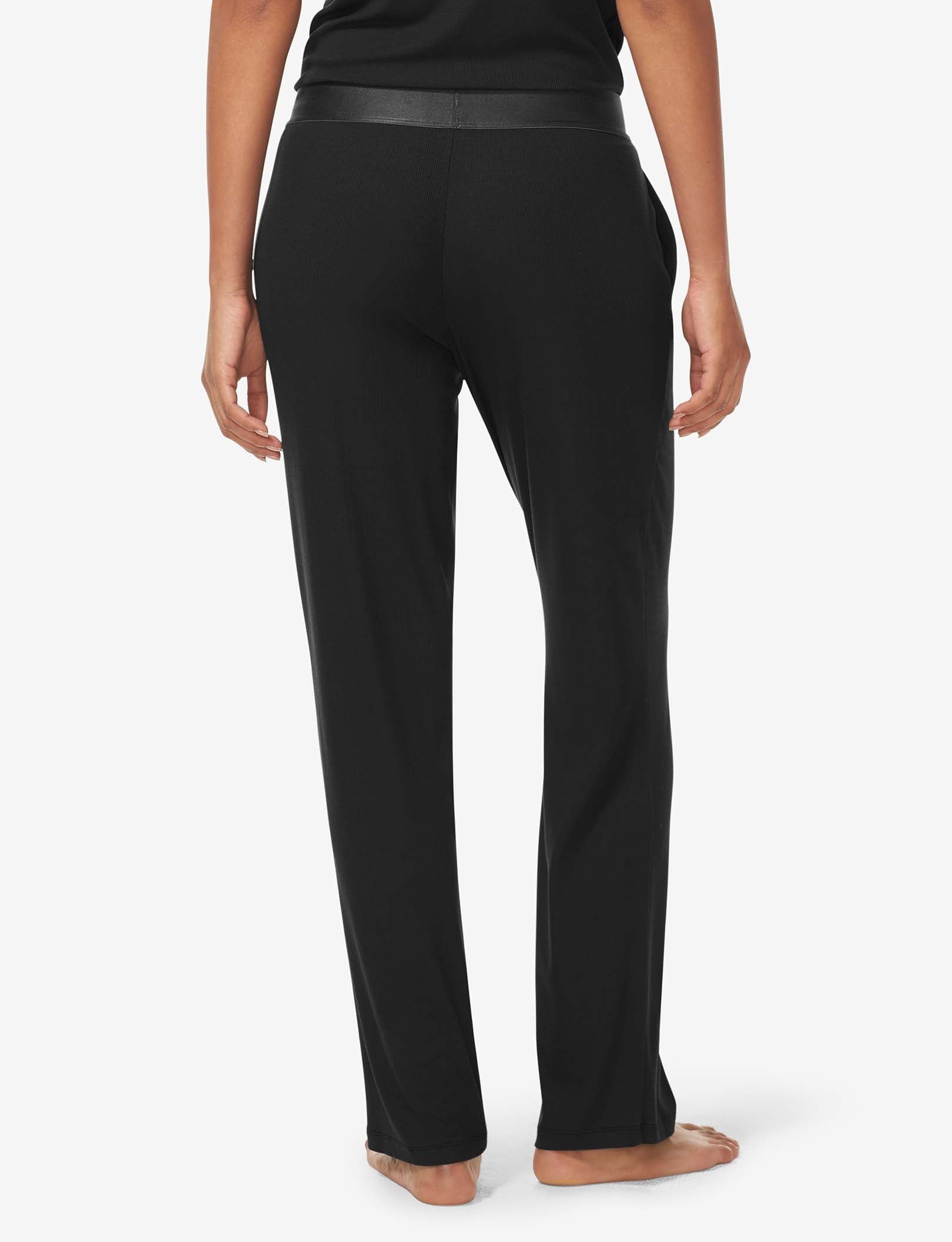 Women's Second Skin Micro Rib Sleep Pant::Black Rib