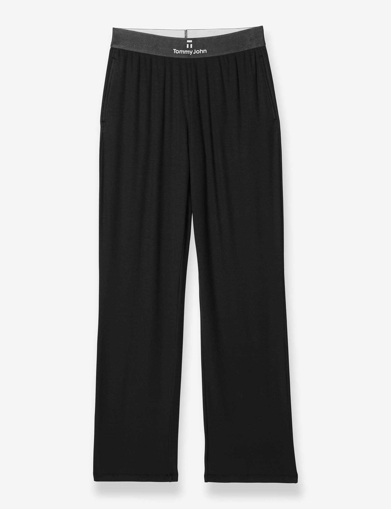 Women's Second Skin Micro Rib Sleep Pant::Black Rib