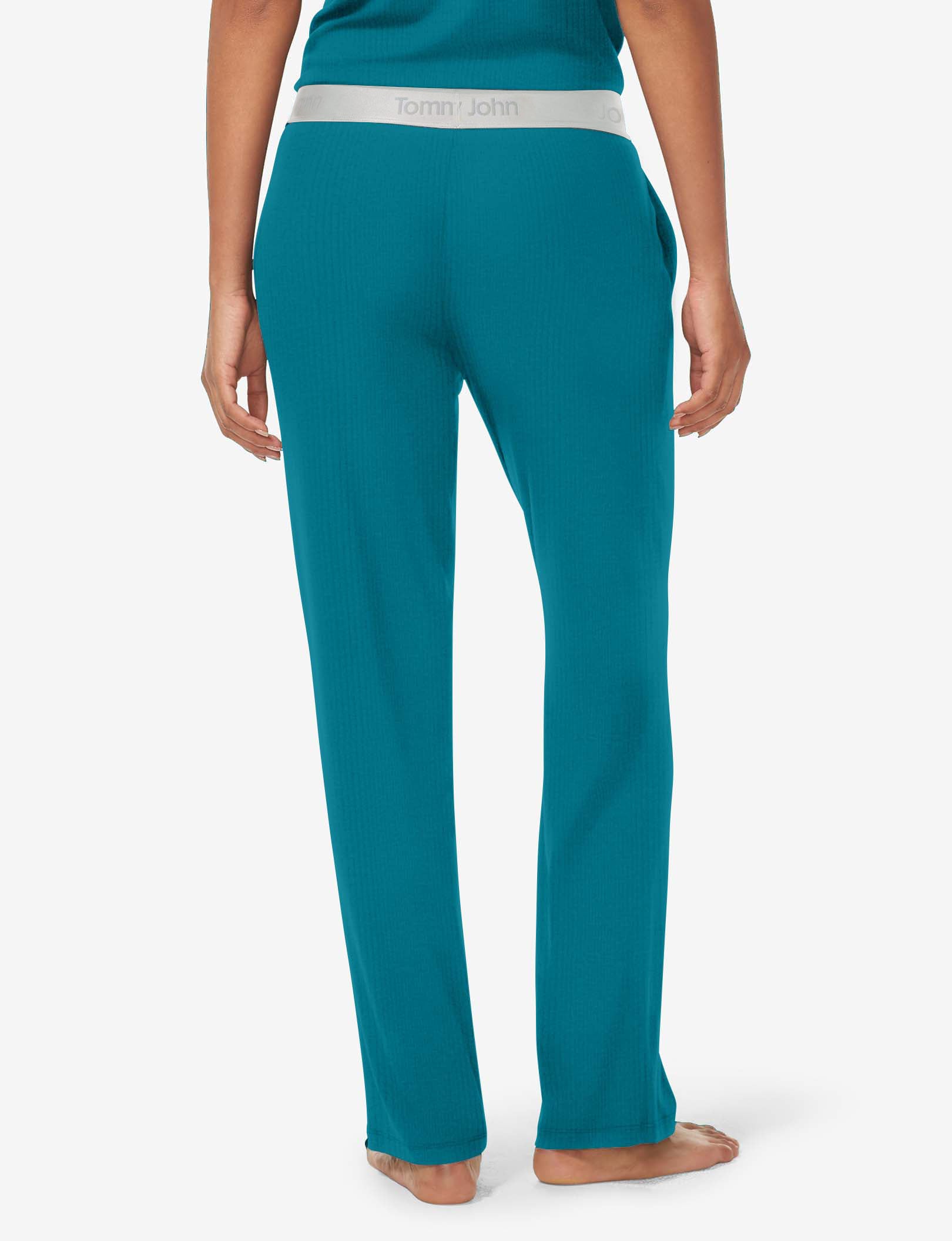 Women's Second Skin Micro Rib Sleep Pant::Deep Teal Rib