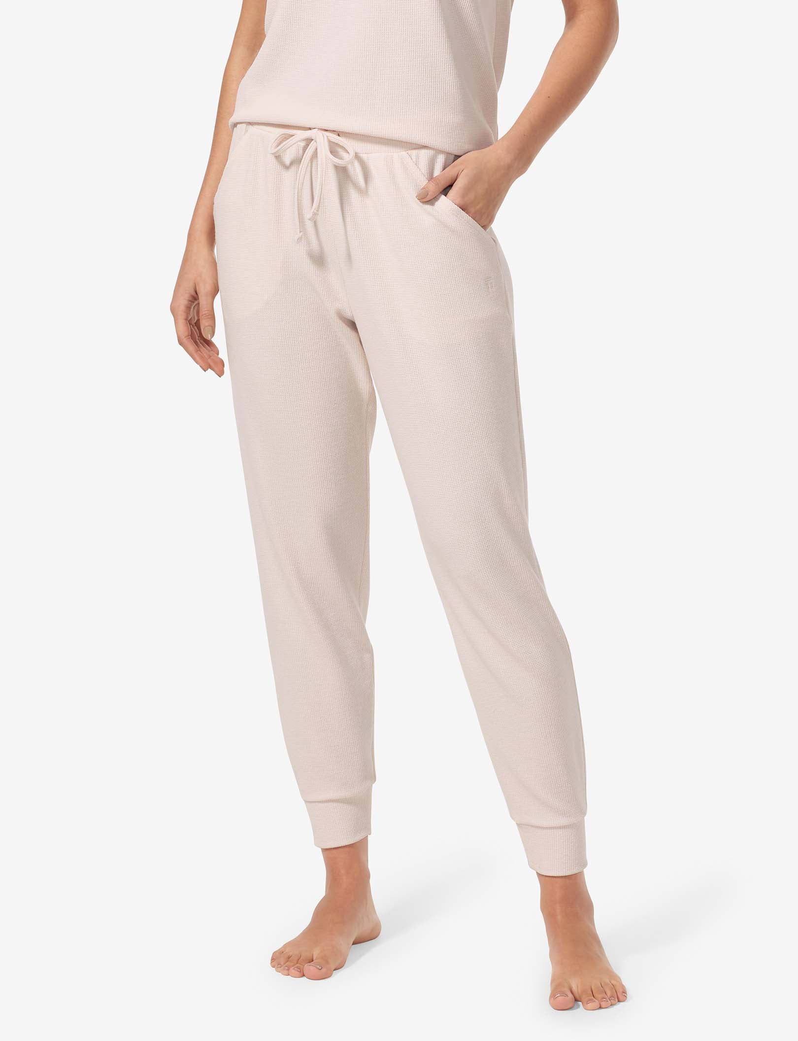 Women's Zen Waffle Tee & Jogger Set::Pastel Parchment Waffle