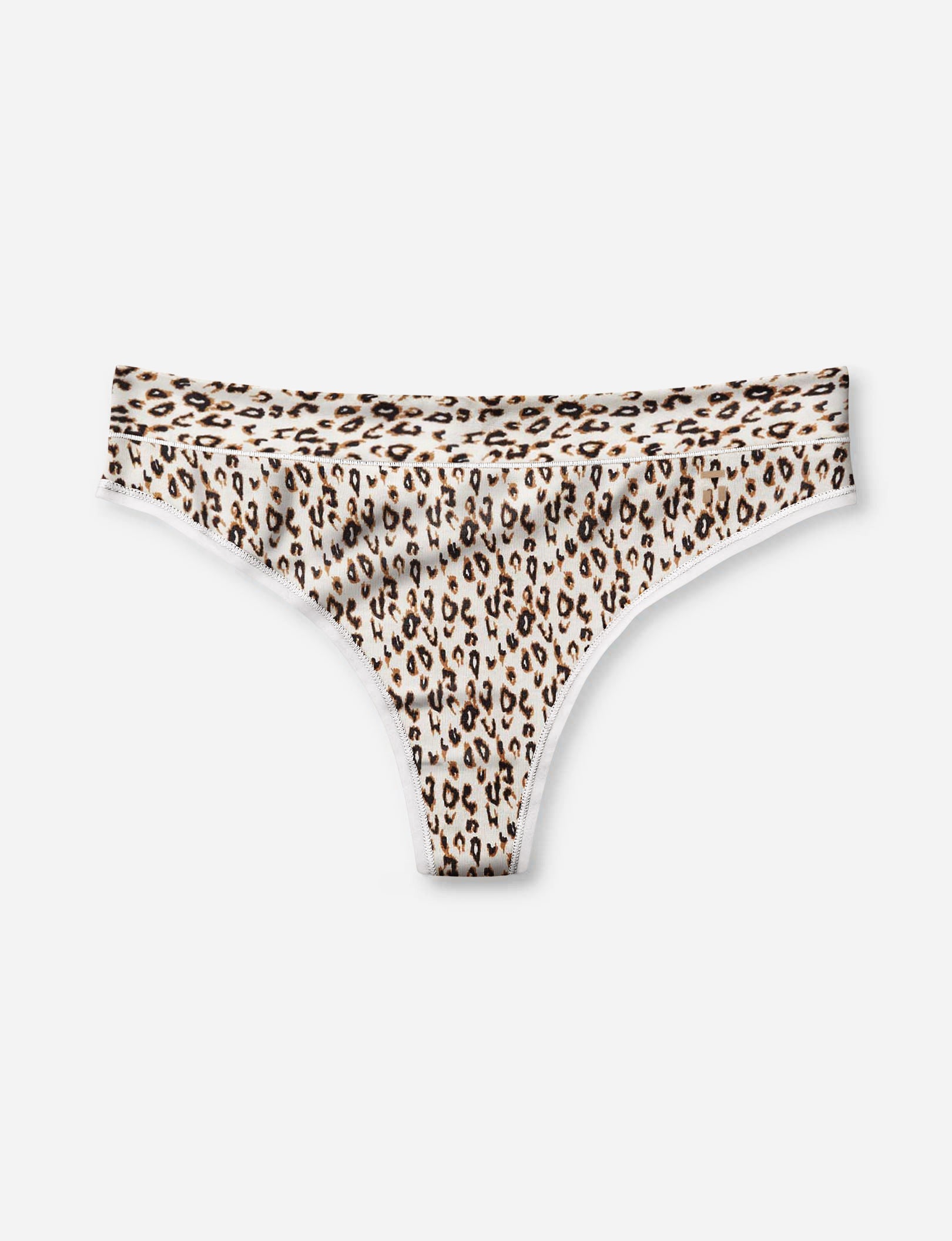 Women's Cool Cotton Thong::Natural Leopard