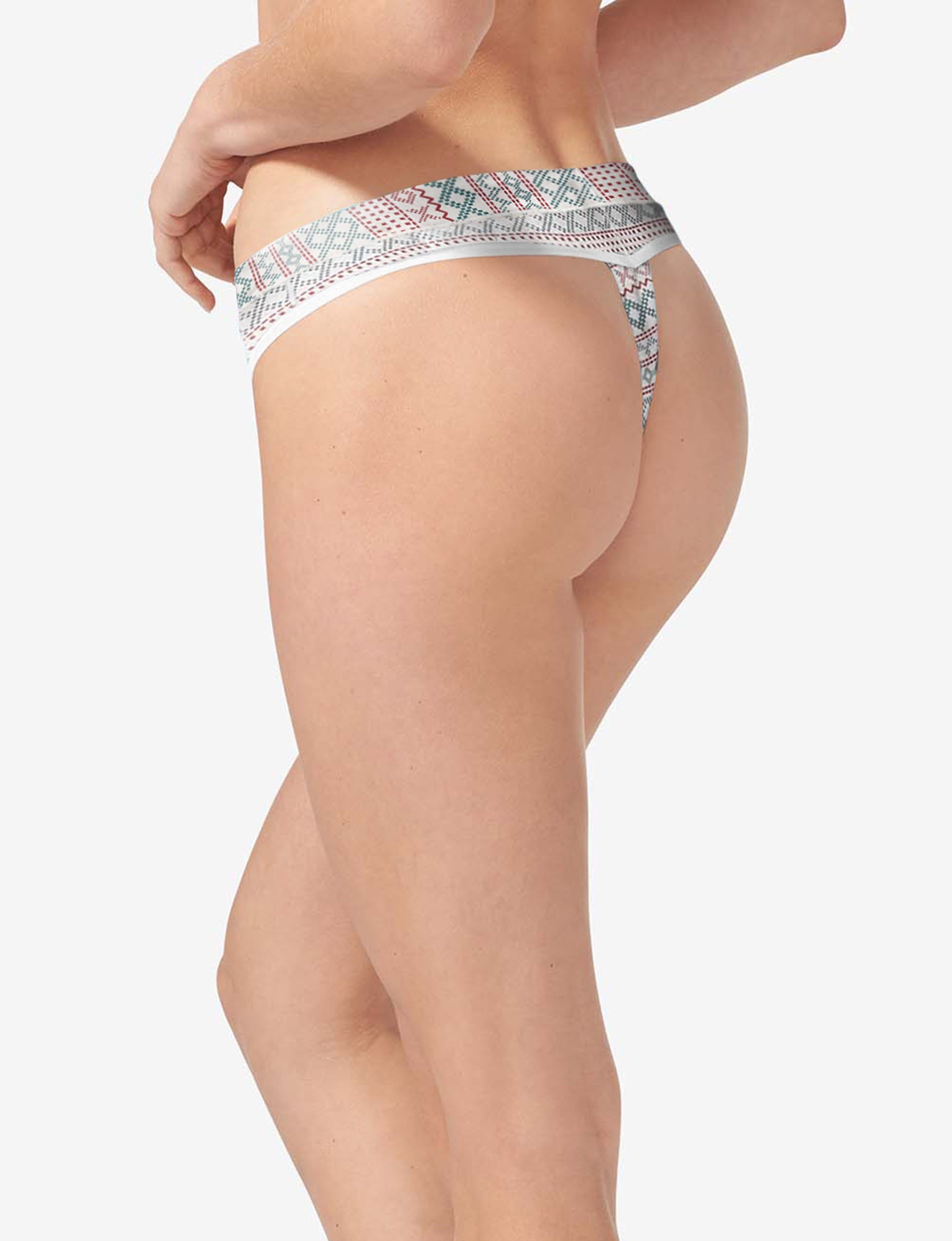 Women's Cool Cotton Thong::Oatmeal Stitch Fair-Isle